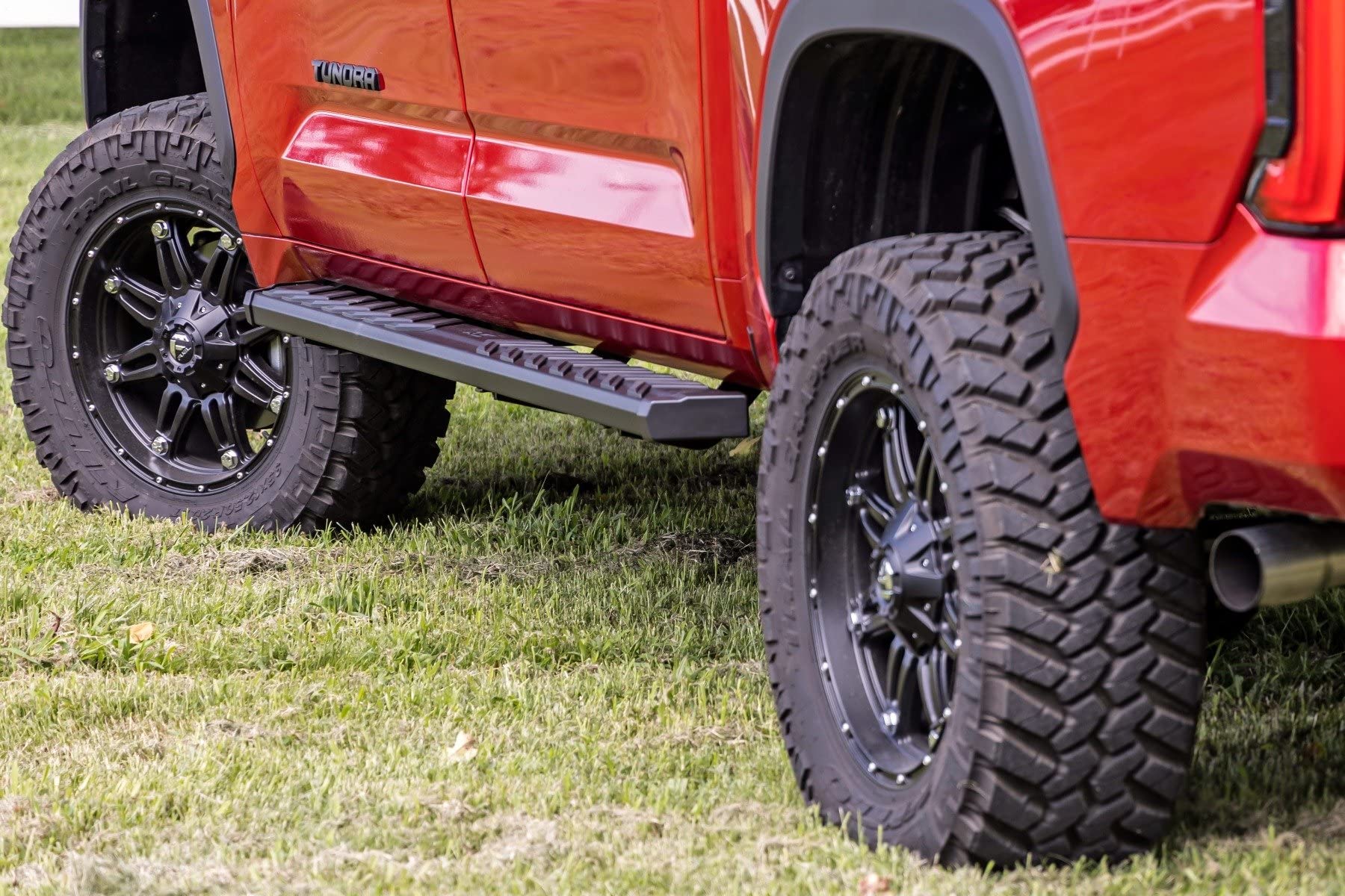 Rough Country Running Boards BA2 for Toyota Tundra CrewMax (2022-2025) - 5" Wide Steel Step Bars, Non-Slip Grip Foot Rails, No-Drill Install, Truck Side Steps