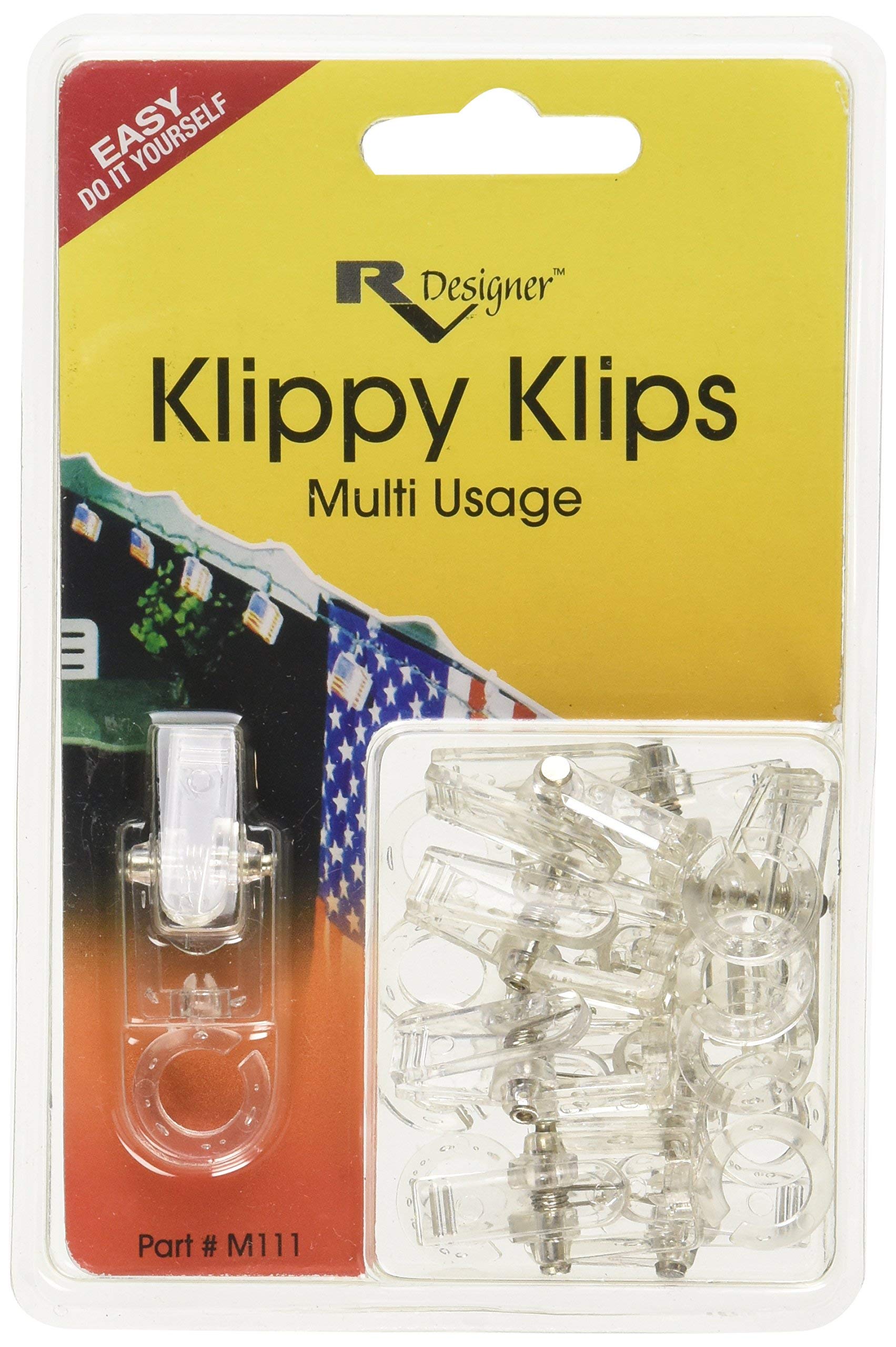 Klippy Klips RV Designer M111, Awning Clips, Light Hangars, 10 Per Pack, Clear