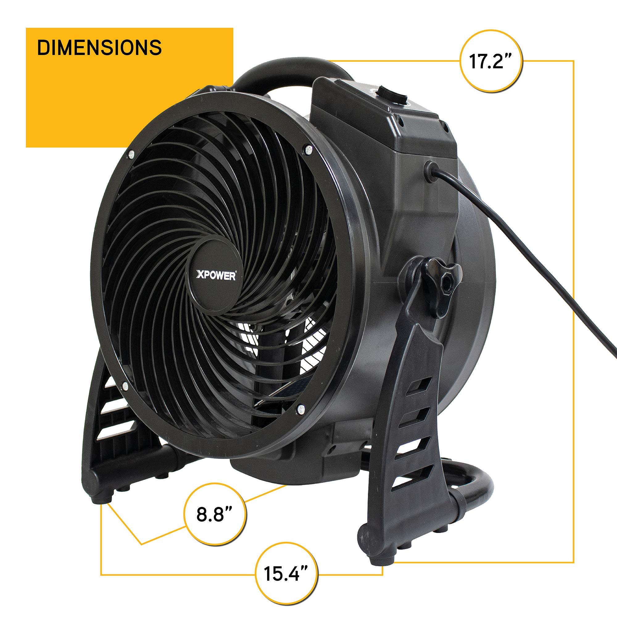 Air Neutralizing Fan XPOWER M-27, Axial Air Mover w/Ozone Generator, O3 Machine, Commercial, High Capacity, Large Areas, Sanitization, Odor Removal
