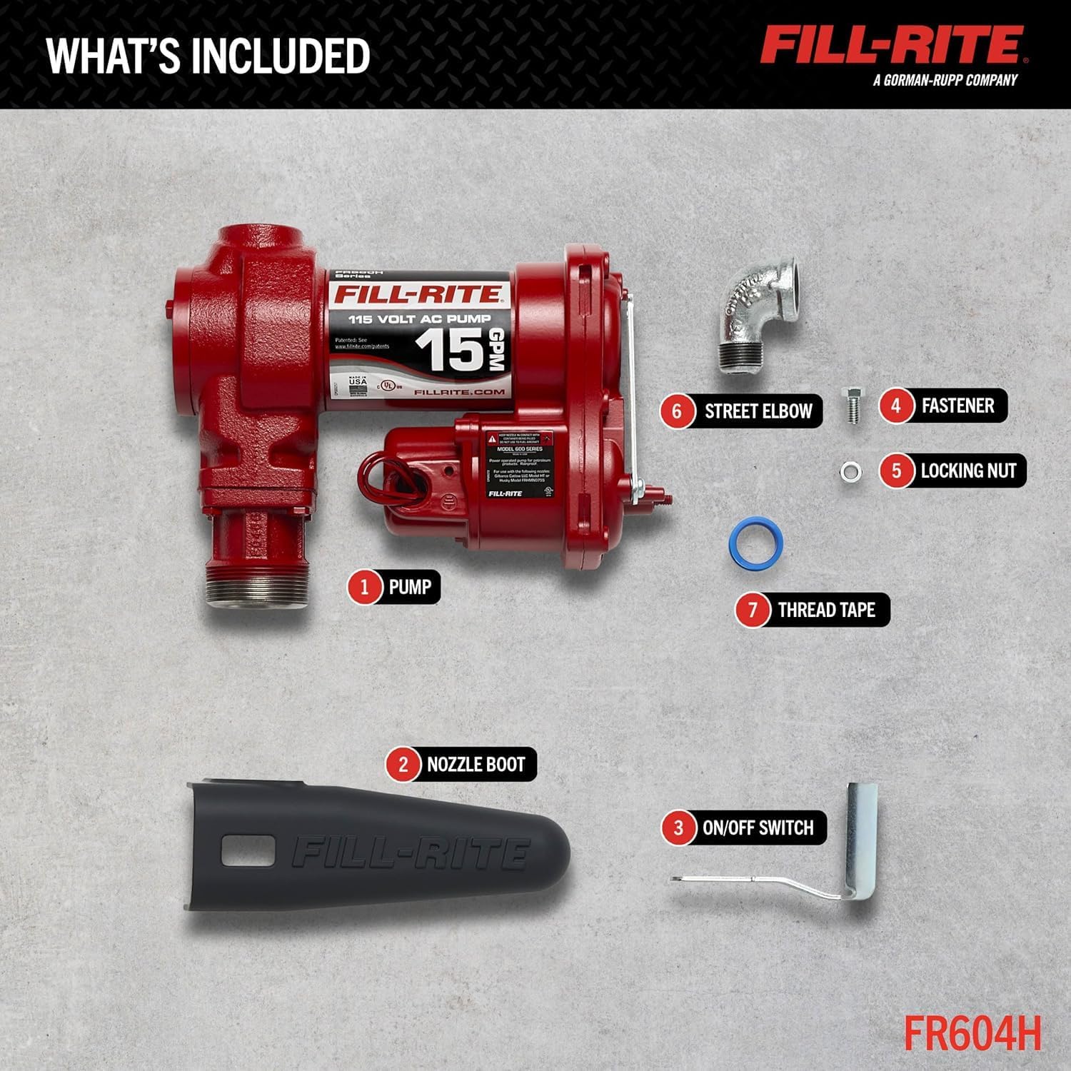 Fill-Rite 115V FR604H 15 GPM Fuel Transfer Pump (Pump Only) | Gasoline, Diesel, Kerosene, Ethanol & Methanol Blends & Biodiesel