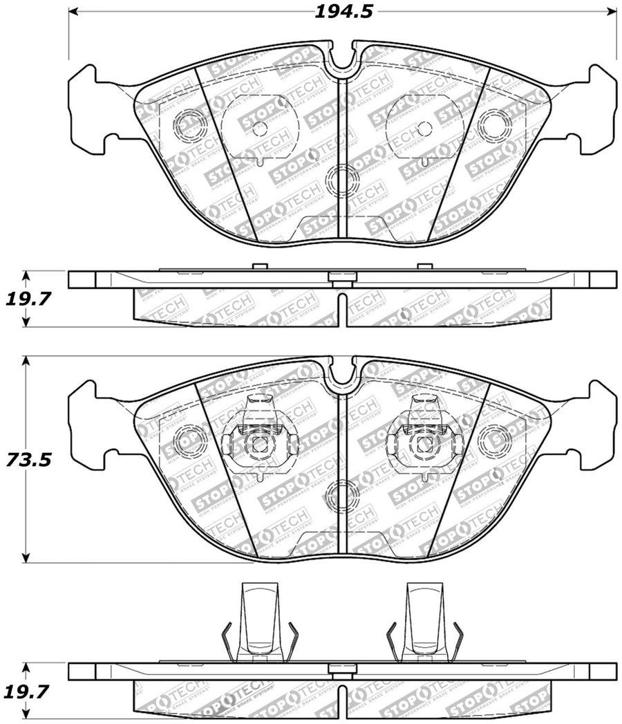 Front StopTech 308.06820 Brake Pads with Shims Street