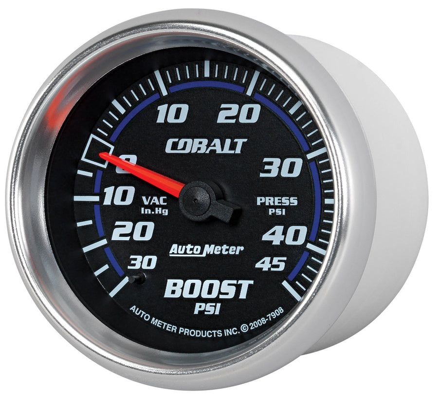 Auto Meter Cobalt 2-5/8" 30 in. Hg/45 PSI Mechanical Vacuum/Boost Gauge 7908