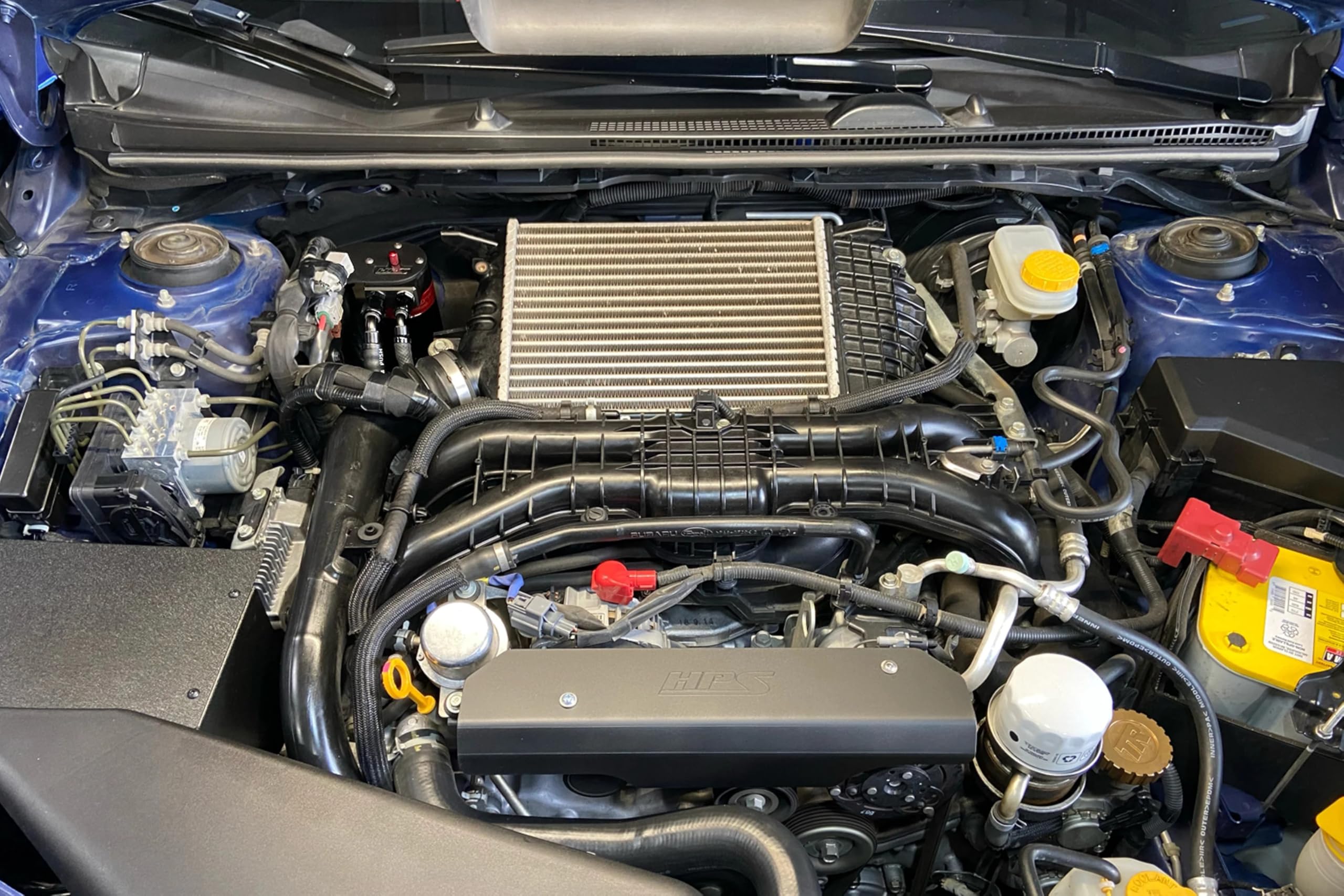 HPS Aluminum Black Oil Catch Can Kit Compatible for 2015-2021 Subaru WRX 2.0L Turbo, 860-007