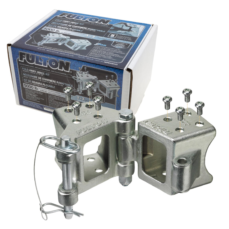 HDPB330101 Fulton Fold-Away Hinge Kit, Bolt On, 5,000 lbs. Capacity, 3 Inch x 3 Inch, Silver, Includes All mounting Hardware