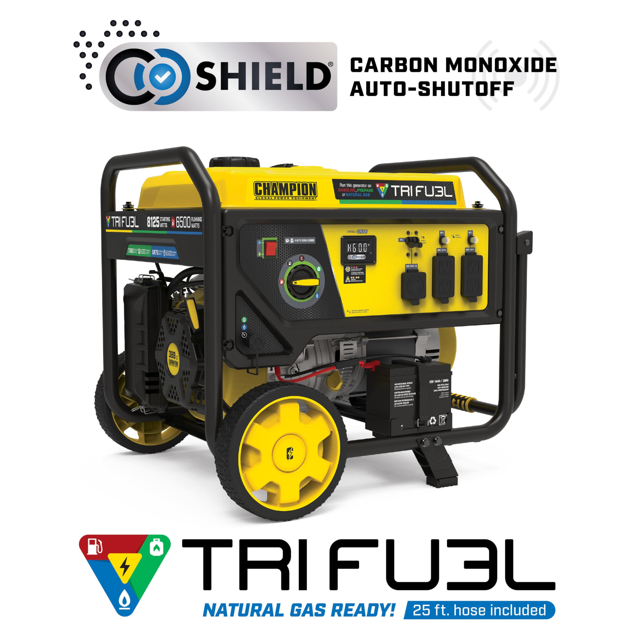 8125-Watt Champion Power Equipment Electric Start Tri-Fuel Portable Generator with CO Shield