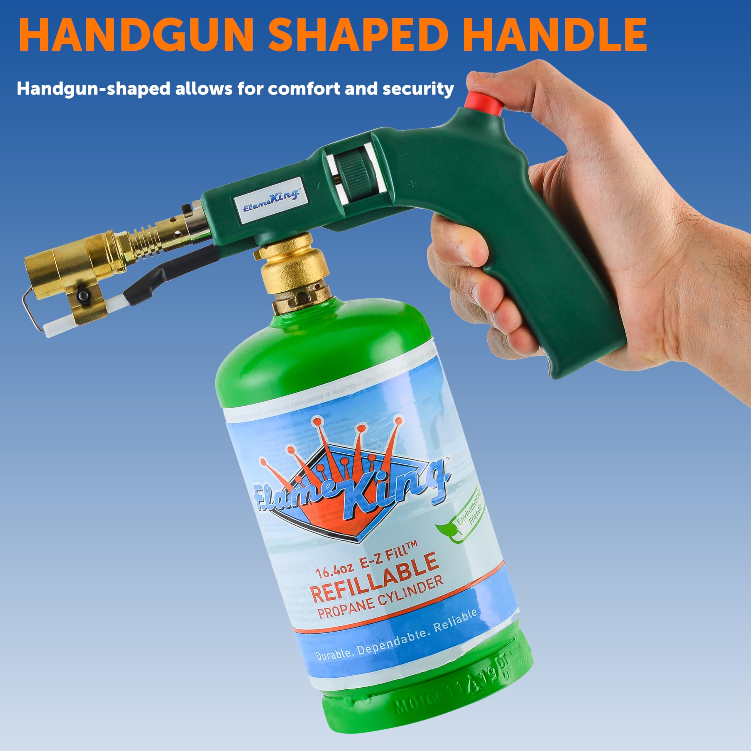 Flame King Blow Torch Propane & Mapp Gas 27,000 BTU w/ Self-Igniter for Searing, Soldering and as Fire Starter