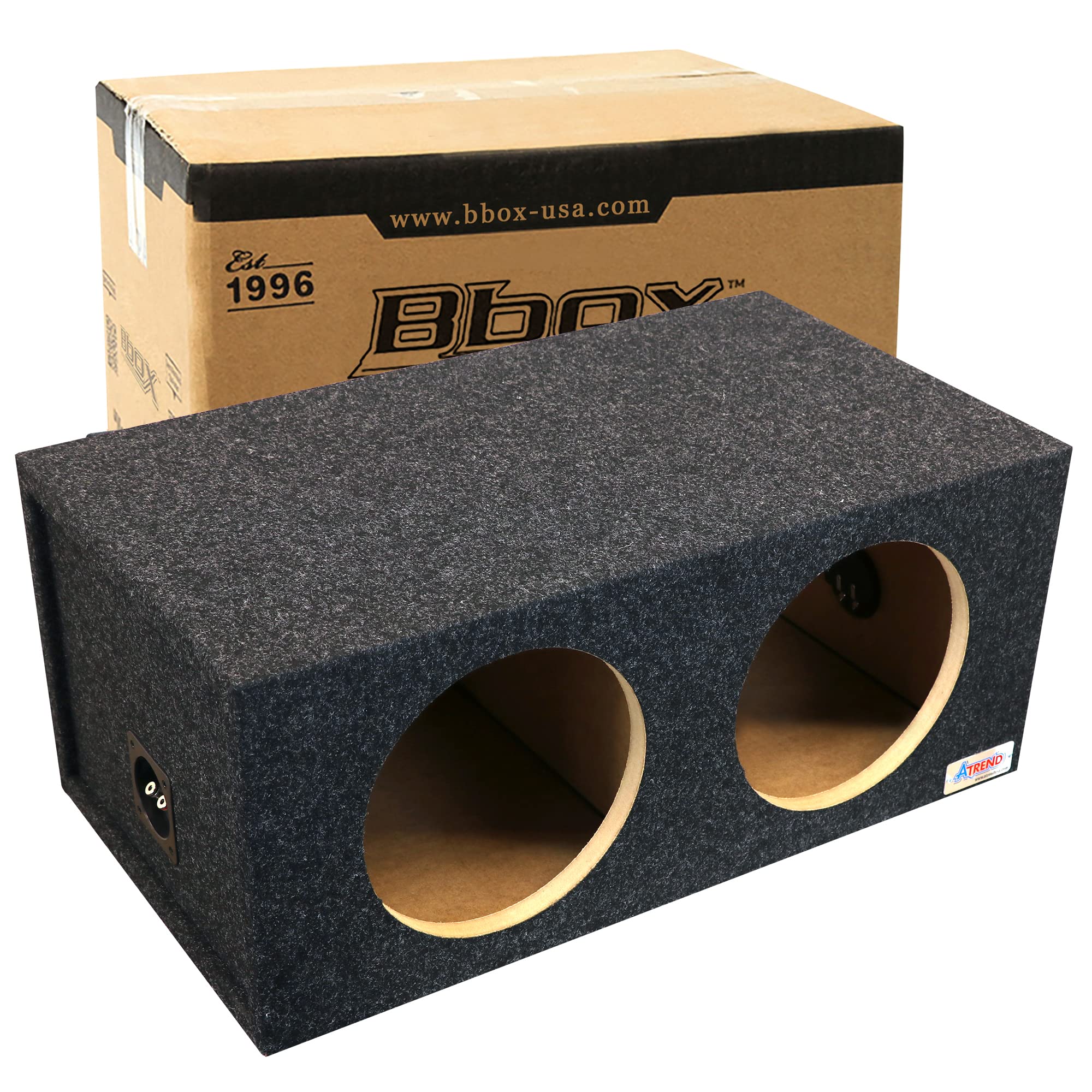Dual Sealed Bbox 12 Inch Subwoofer Enclosure - SPL Tuned Car Subwoofer Boxes & Enclosures - Premium Subwoofer Box Improves Audio Quality, Sound & Bass - Nickel Finish Subwoofer Terminals - Charcoal
