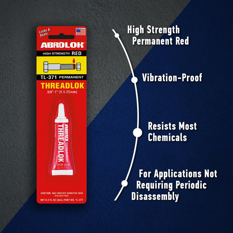 High Strength ABRO Threadlok Red, 6 ml, Industrial-Grade Threadlocker for Reliable Performance in Automotive & Manufacturing Applications, Tight Thread Lock Red for Any Use