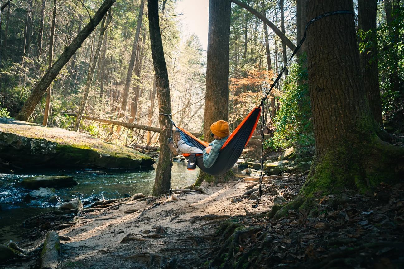 Double Hammock Lawson Parachute Nylon Camping for 2, Two Person 425lbs. Capacity, Durable Waterproof Construction (Green)