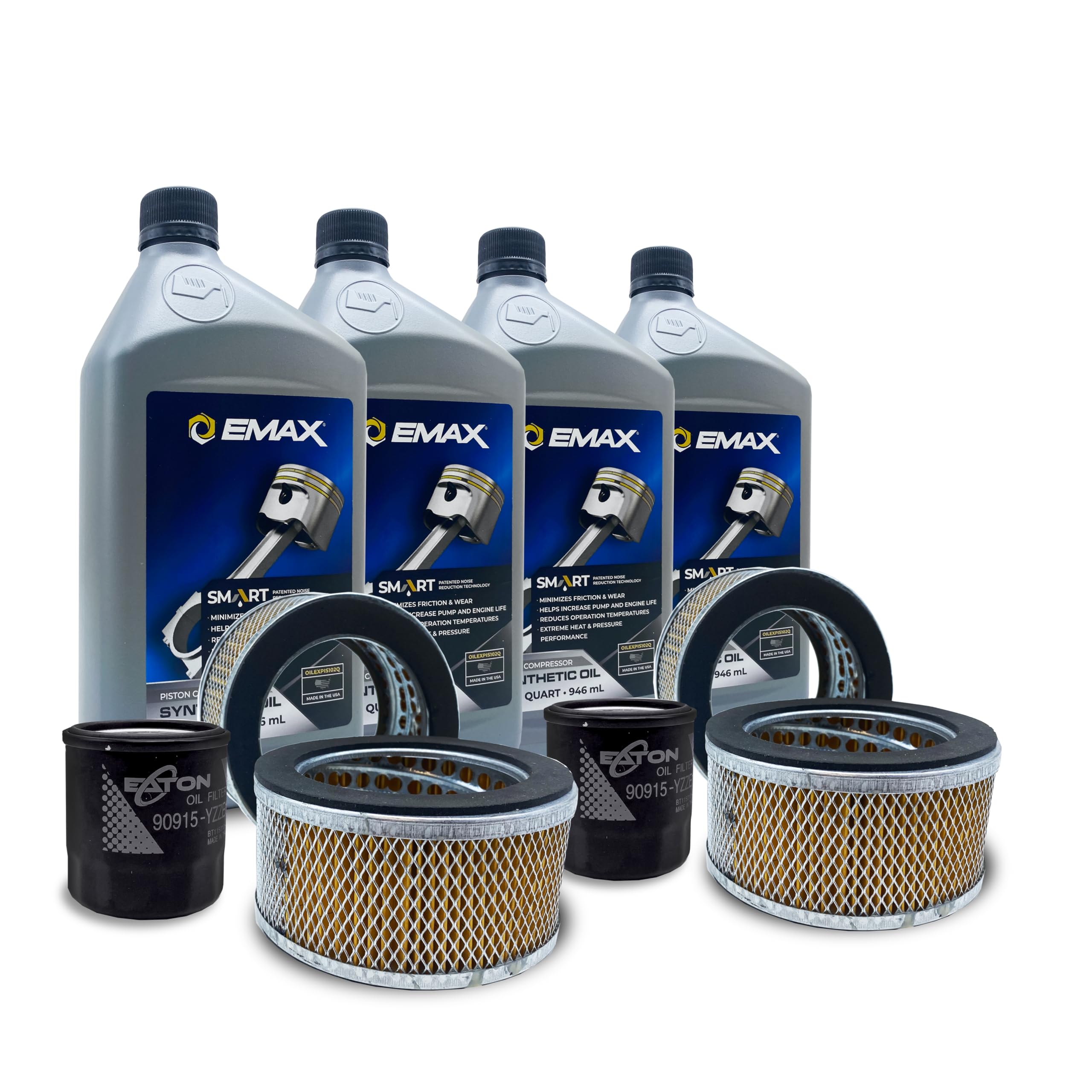 EMAX Kit Maintenance - Lifetime Silent Air Pump Warranty Kit with Smart Oil & Required Filters - Made in the USA - EFKIT026AS