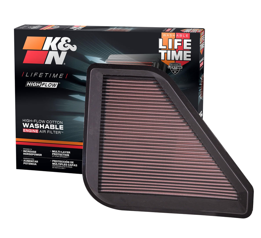 High-Flow K&N Original Lifetime Engine Air Filter: Increase Power: Premium, Washable: Compatible with 2007-2017 Buick/Chevrolet/GMC/Saturn: Enclave, Traverse, Acadia, Outlook, 33-2394