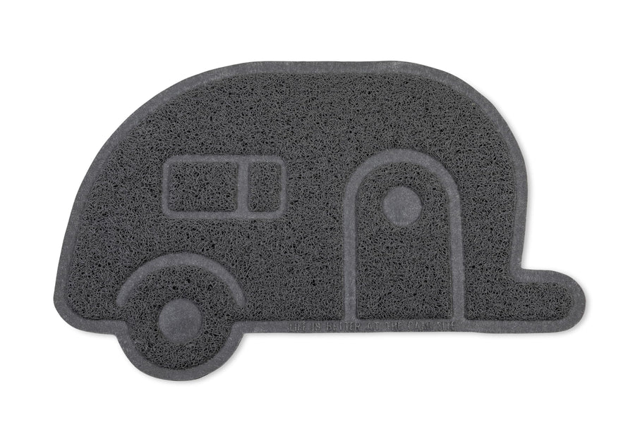 Life is Better at The Campsite Camco 53116 Scrub Rug - 23-15/16" (W) x 15-5/16" (H), Gray Retro Travel Trailer