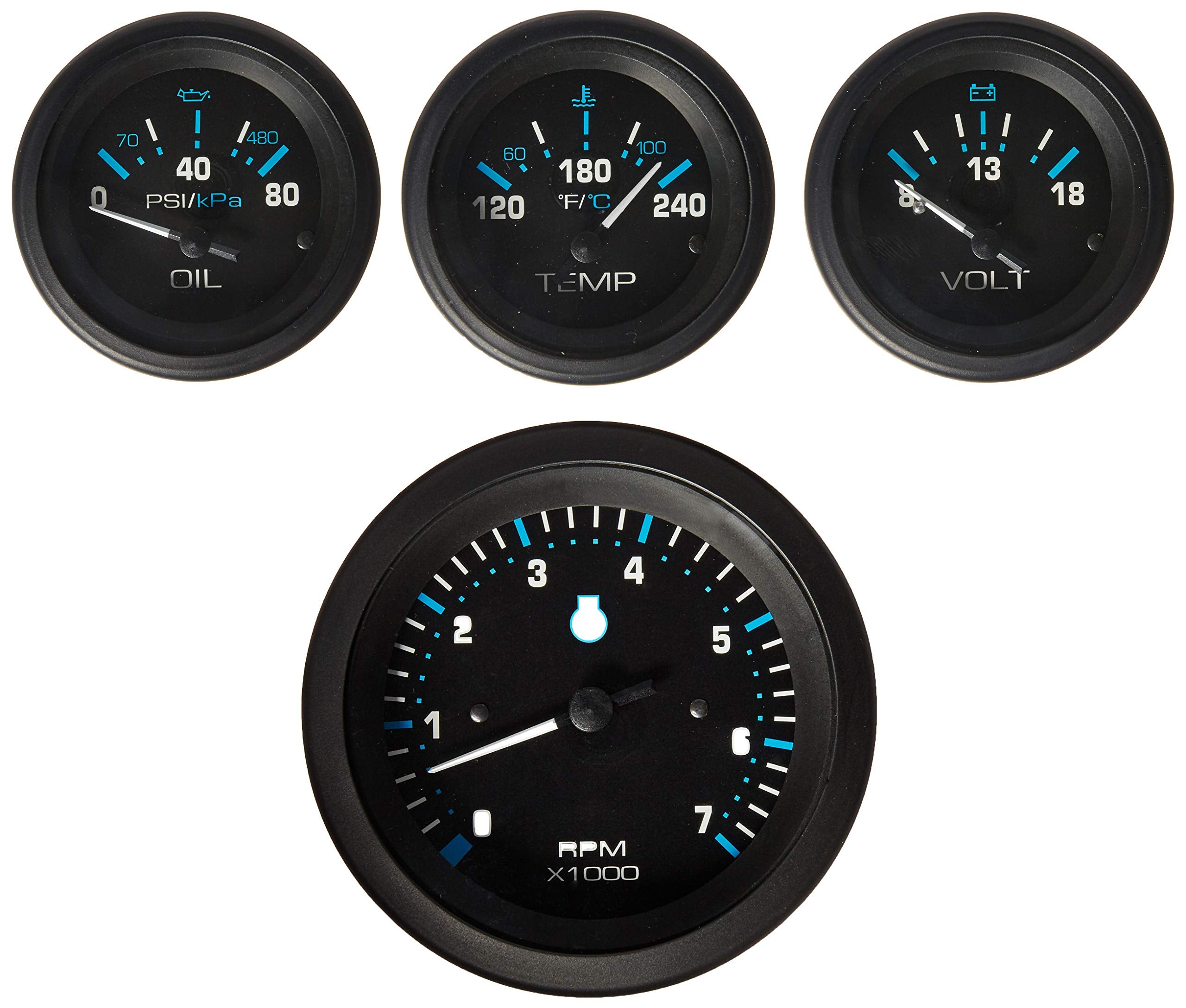 Eclipse Sierra International 69726P Twin Engine Add On IB/IO Gauge Set Includes Tach, Oil Press & Water Temp Gauges