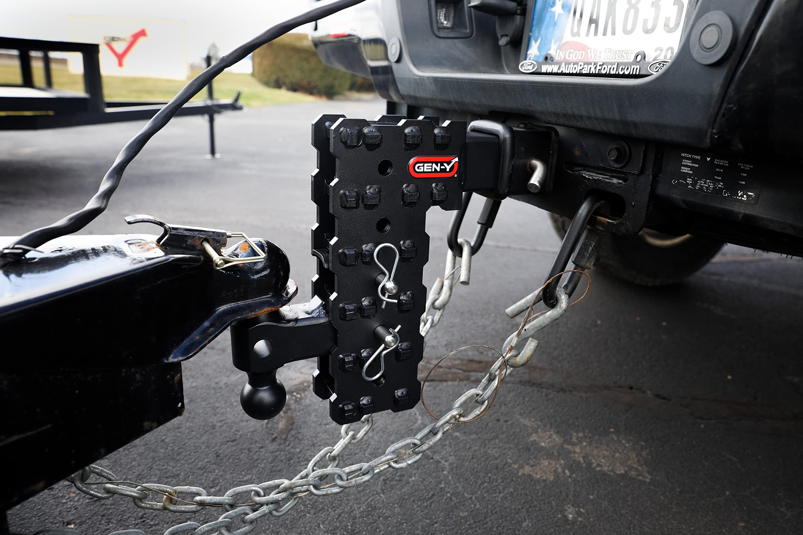 GEN-Y Hitch Adjustable Solid Shank Tow Hitch with Dual-Ball for 2.5" Receiver - 5" Drop - 16,000 LB Towing Capacity - 1,600 LB Tongue Weight - Black
