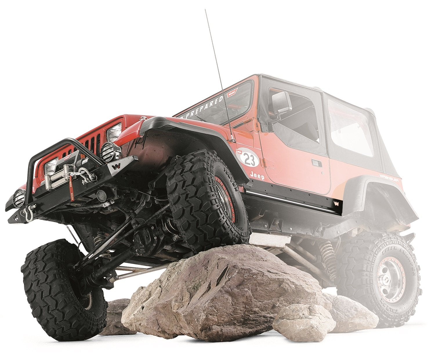 63003 WARN Steel Plate Rock Sliders Panel Guard for Jeep Wrangler (1987-1995)