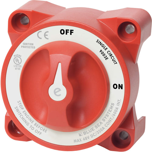 Blue Sea Systems e-Series 9003E Single Circuit On/Off Compact Battery Switch, 32V DC, 325A, Red