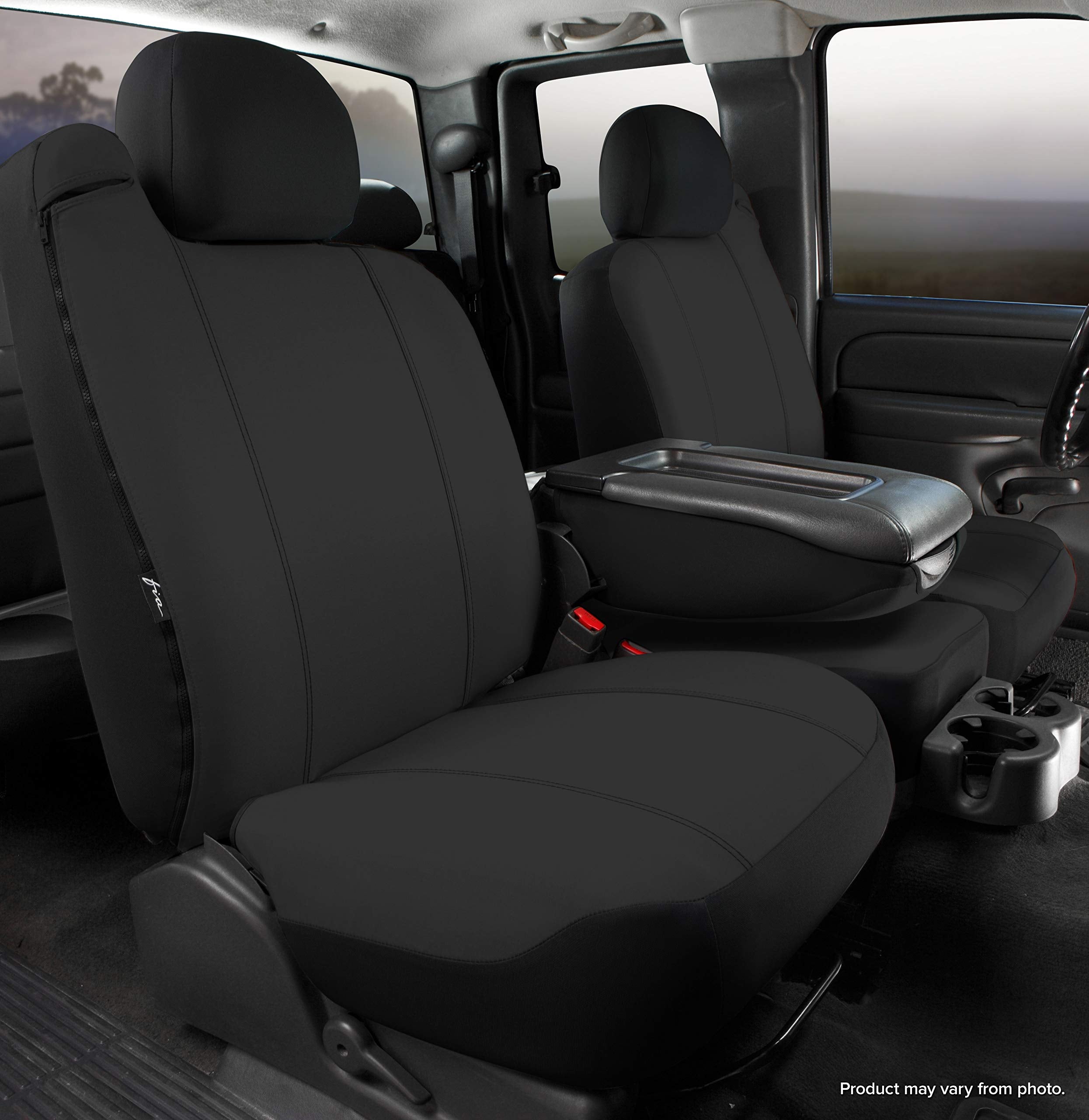 Custom Fit Fia SP87-81 BLACK Front Seat Cover Split Seat 40/20/40 - Poly-Cotton, (Black)