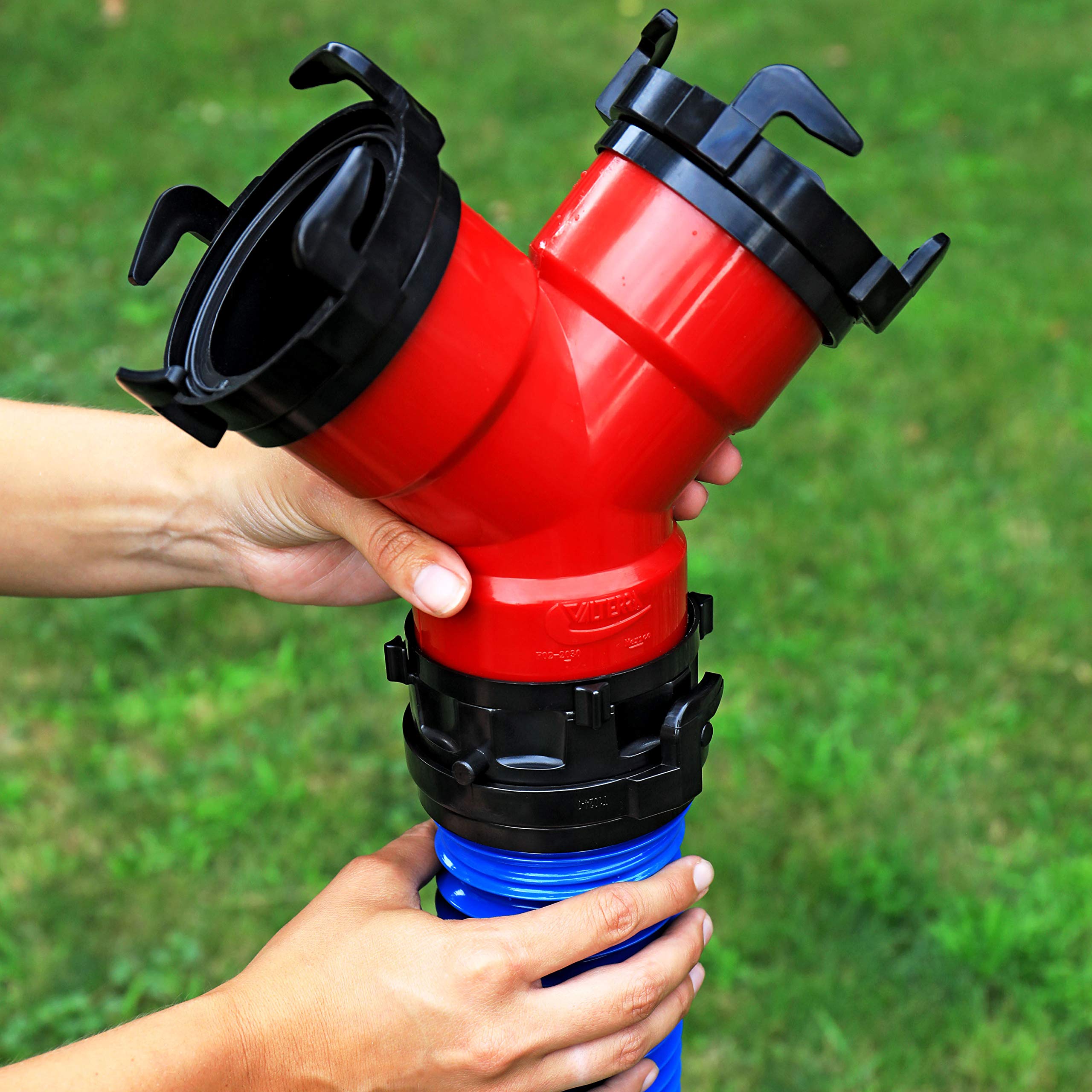 3" Valterra F02-2030 Rotating RV Wye with Bayonet Fittings, Red