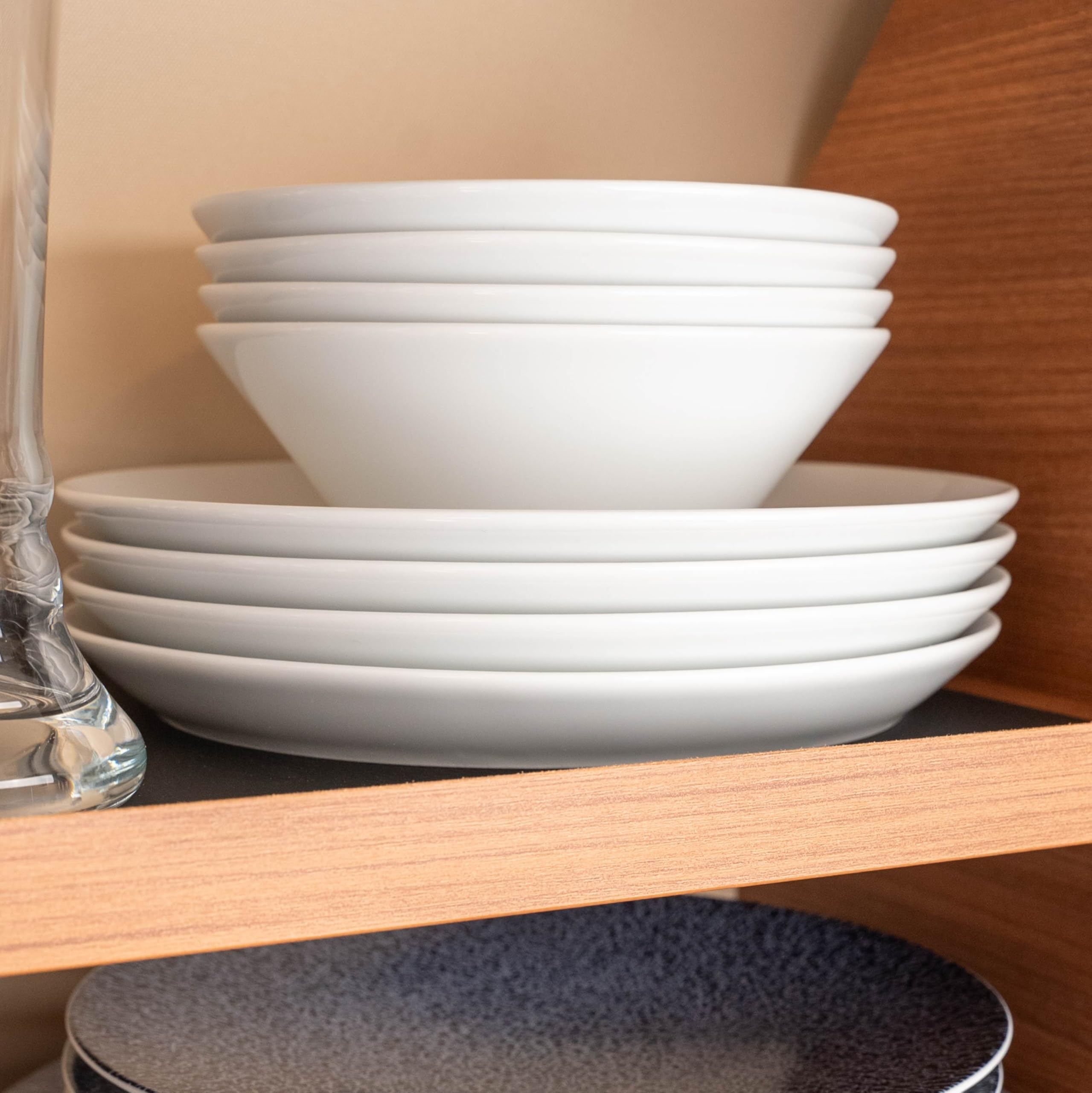Non-Slip silwy® Magnetic Porcelain Bowls (Set of 2) - Ideal for Camping, Caravaning, and Boating - Stackable Without Rattling