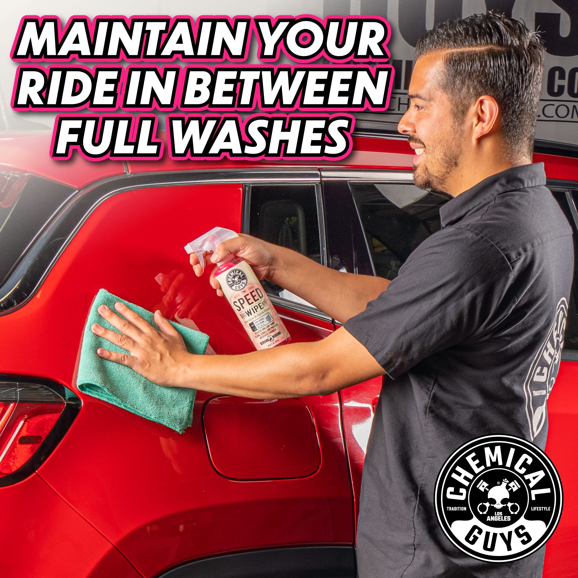 Chemical Guys Speed Wipe Quick Detailer - Streak-Free Shine, High Gloss, Detail Spray for Cars, Trucks, Motorcycles, RVs, and More, Safe on Paint, Glass, Wheels, and Trim, Cherry Scent, 128 fl oz
