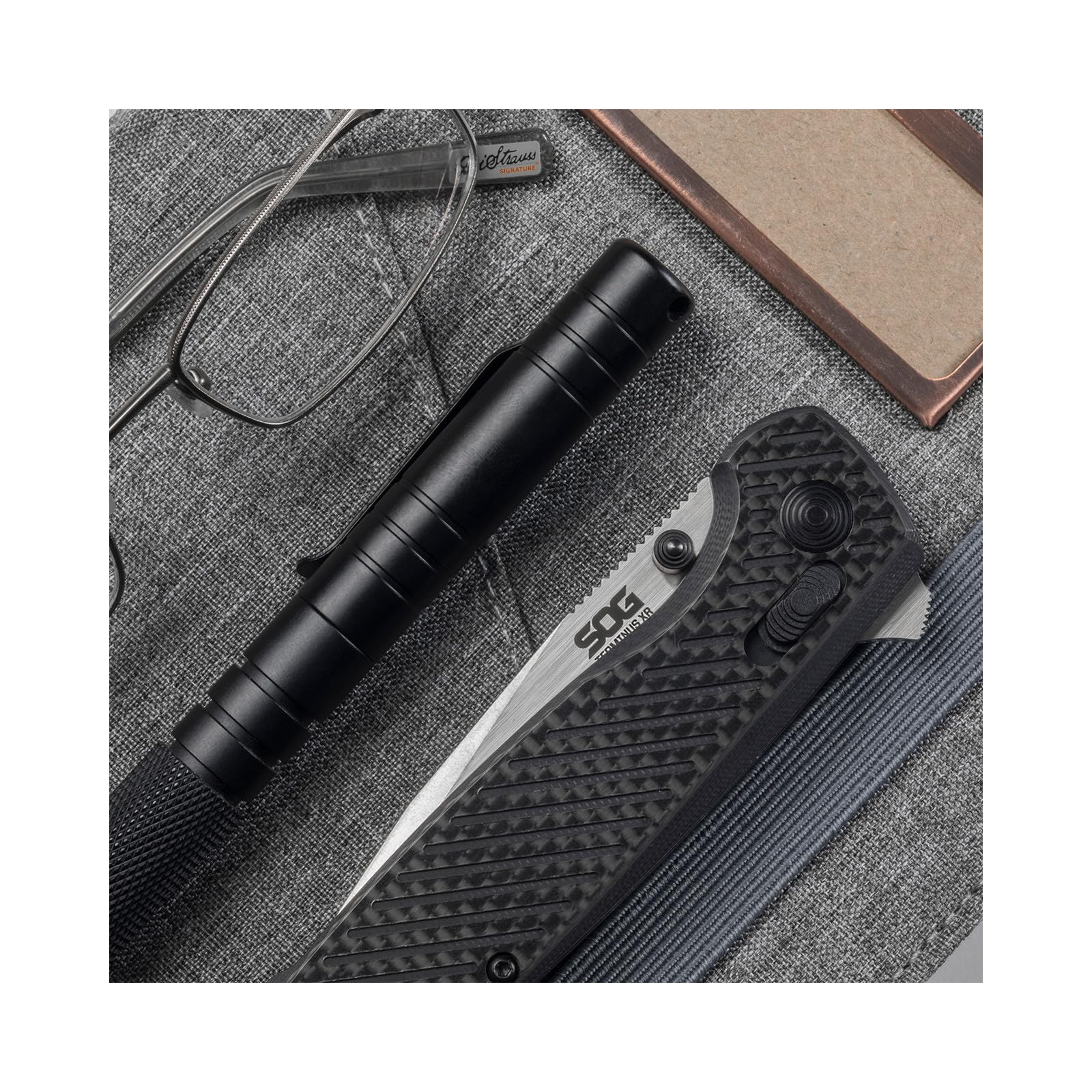 SOG Ergonomic Terminus XR Balanced Lightweight Ambidextrous Folding Knife| G10 Carbon Fiber Handle | S35VN Steel Blade