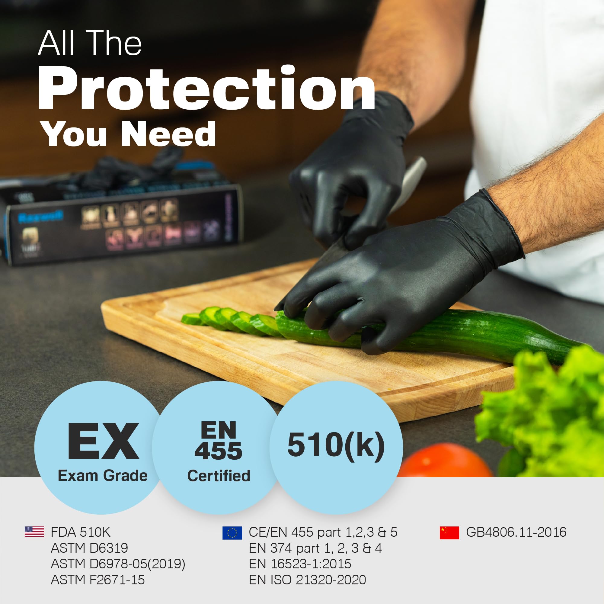 5.5 Mil Raxwell Black Nitrile Gloves - Heavy Duty Mechanic Glove - Disposable Food Prep & Kitchen Gloves - Latex-Free Powder-Free Chemical-Resistant - XX-Large, Pack of 90