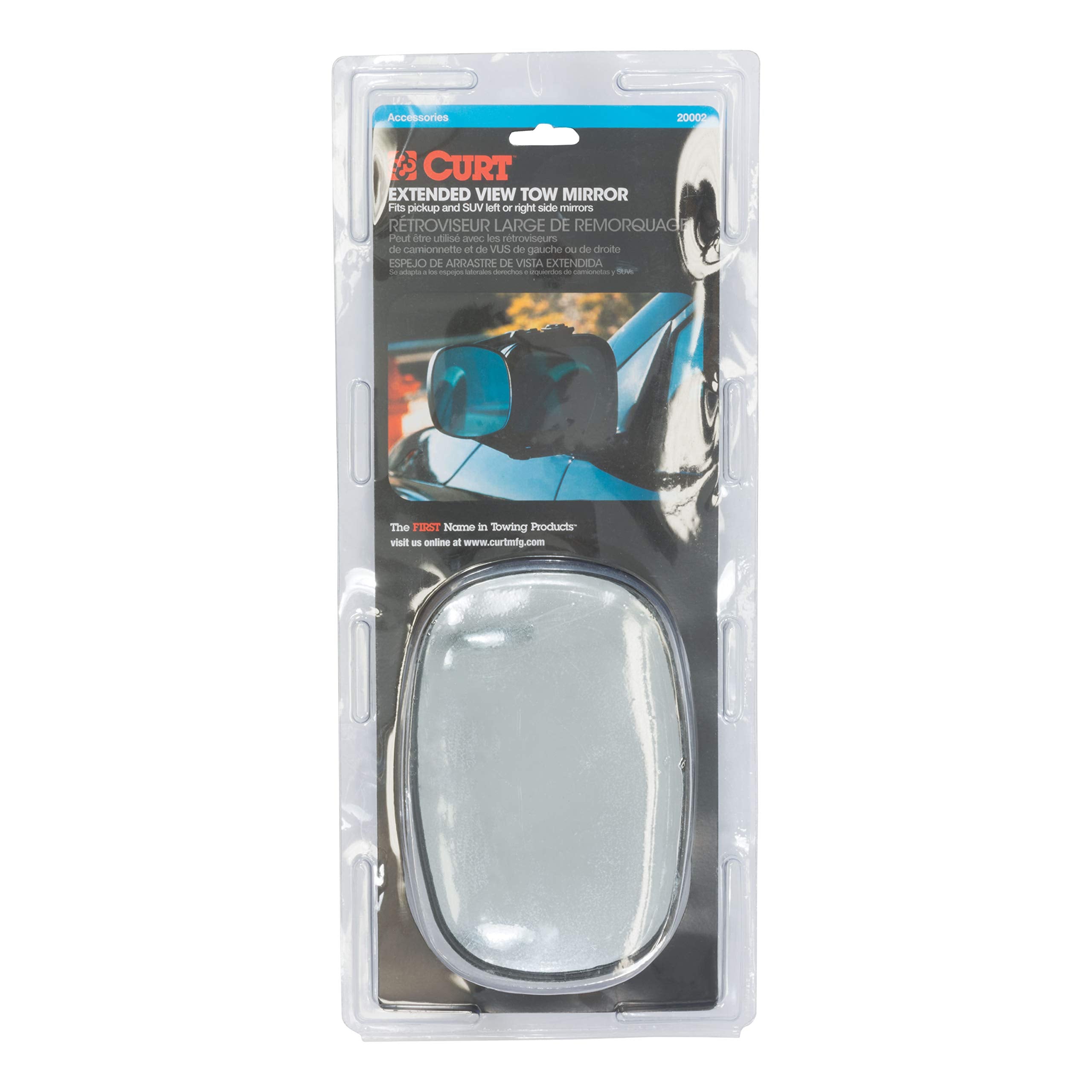 CURT 5-Inch x 7-1/2-Inch Universal Strap-On Adjustable Extendable Towing Mirror 20002