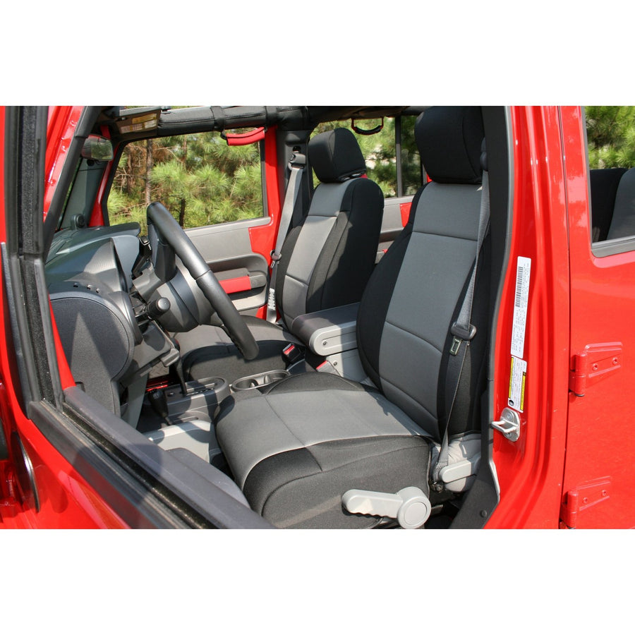 Rugged Ridge Seat Cover Kit 13214.09, Front, Neoprene, Black/Gray; 07-10 Jeep Wrangler JK