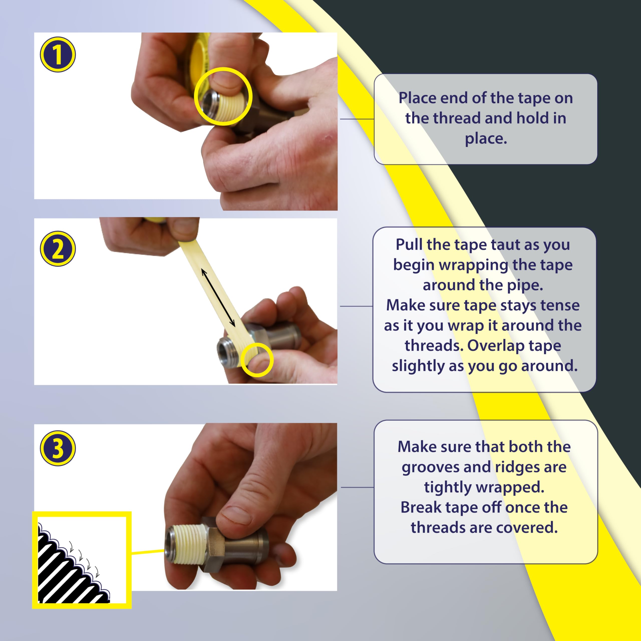 Gasoila PTFE Yellow Thread Seal Tape – Professional-Grade, 1/2 Inch x 260 Inch, High-Density Thread Tape for Gas Lines– Leak-Proof Seal, Non-Toxic