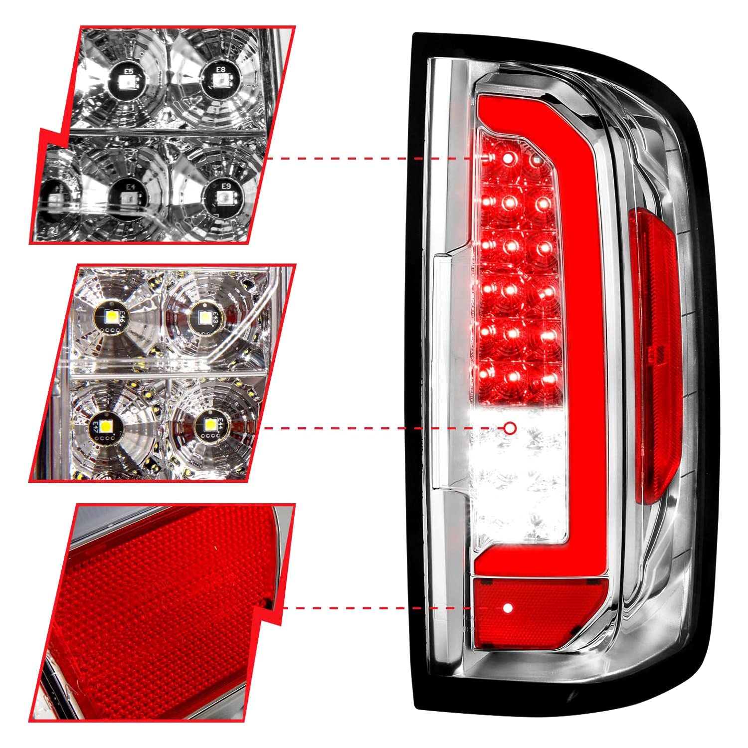 15-21 Chevy Colorado Anzo USA LED Taillights w/Light Bar Chrome Housing Clear Lens (311407)