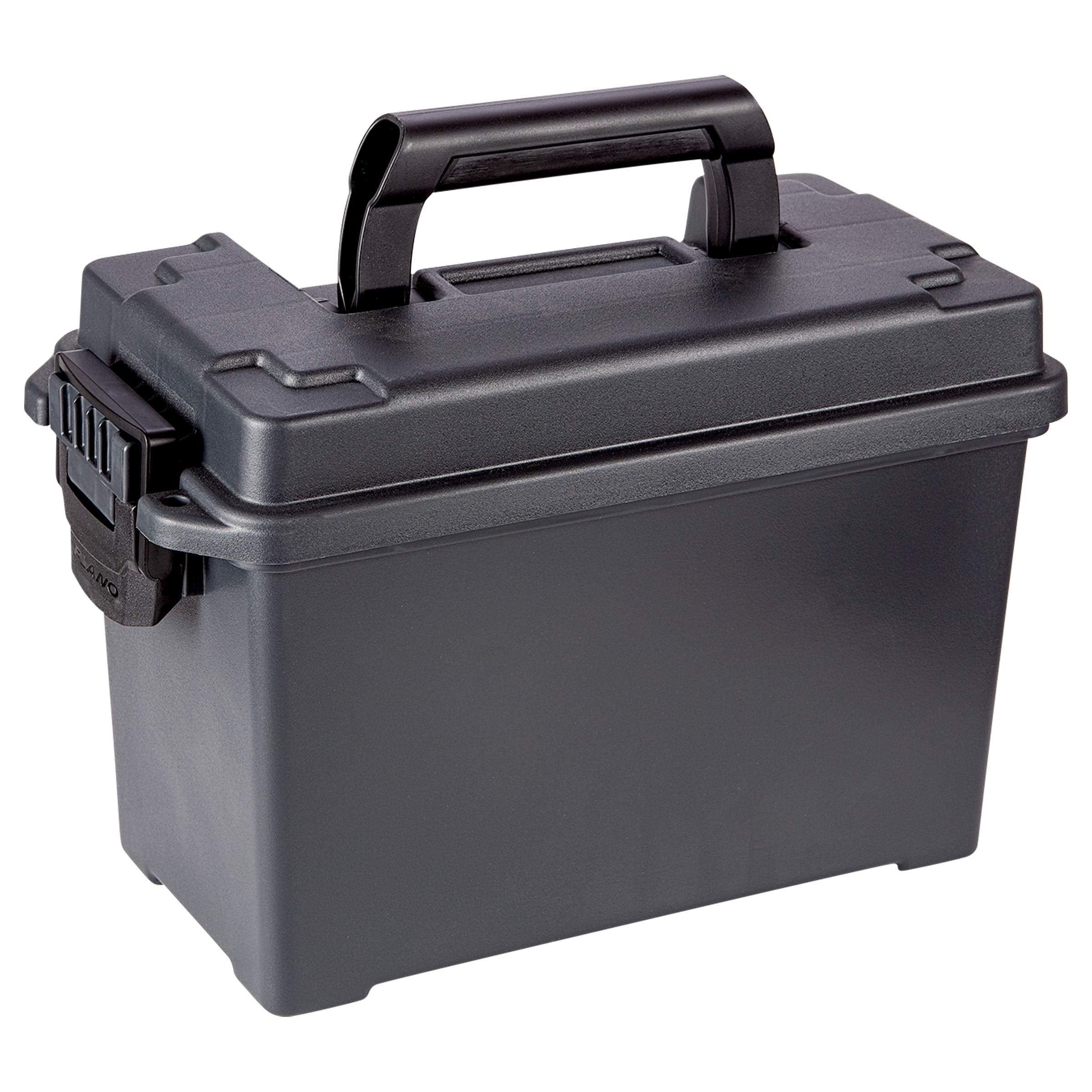 Plano .50 Caliber Field Ammo Box, Black, Lockable Ammunition Storage Box with Heavy-Duty Carry Handle, Medium Plastic Ammo Crate, Water-Resistant Protection, Holds 6-8 Boxes of Ammo