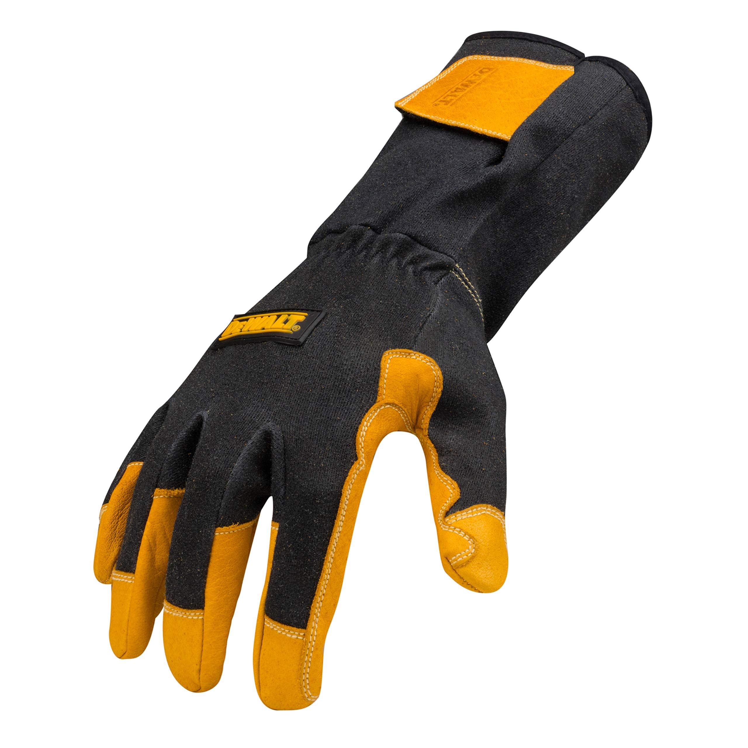 Premium DEWALT TIG Welding Gloves, Adjustable, Gauntlet-Style Cuff, Medium