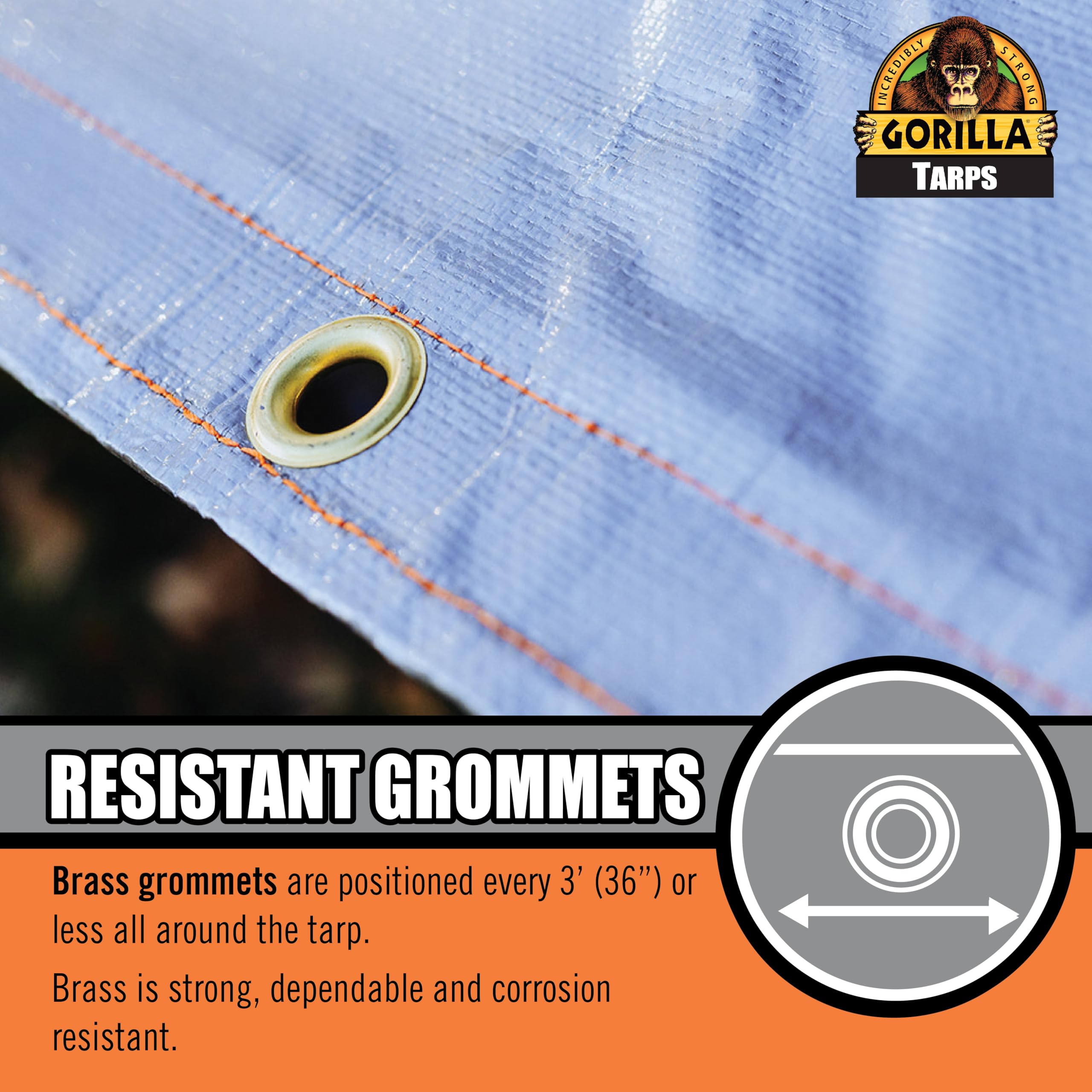 Max Tough Gorilla Tarp 10x14 ft Heavy-Duty 14 MIL Poly, 16x16 Weave, UV Treated, Triple Layer Hems, Brass Grommets Every 3 ft, D-Ring Corners, Tear & Water Resistant, All-Weather Outdoor Cover