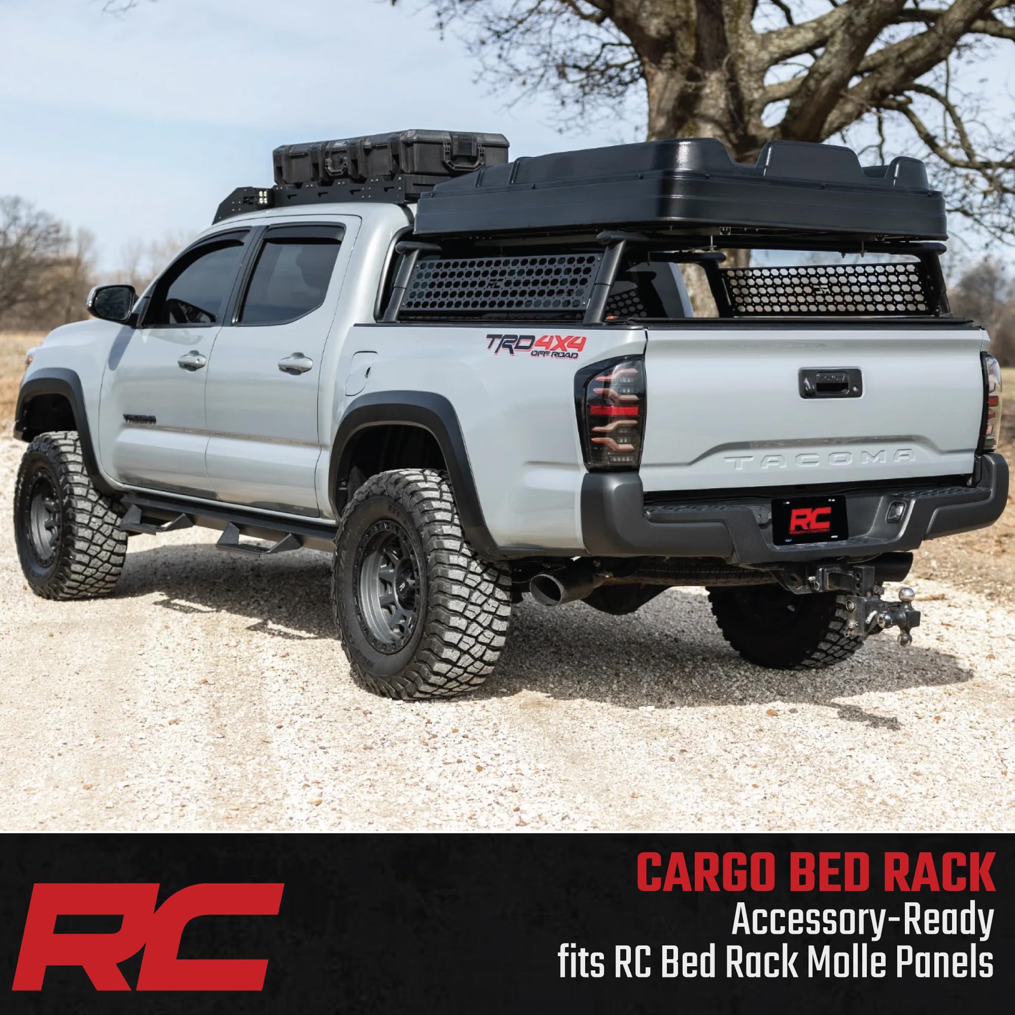 Rough Country Bed Rack Aluminum for 2005-2022 Toyota Tacoma - 73109,Black