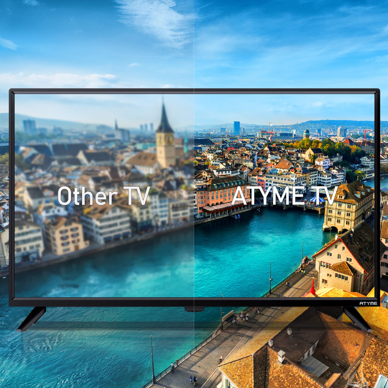 32-inch ATYME Class 60Hz 720p HD LED TV Flat Screen 1*USB 3* HDMI 1*VGA ARC Dual Channel 8W Speakers Monitor Television Non-Smart Television 320GM5HD