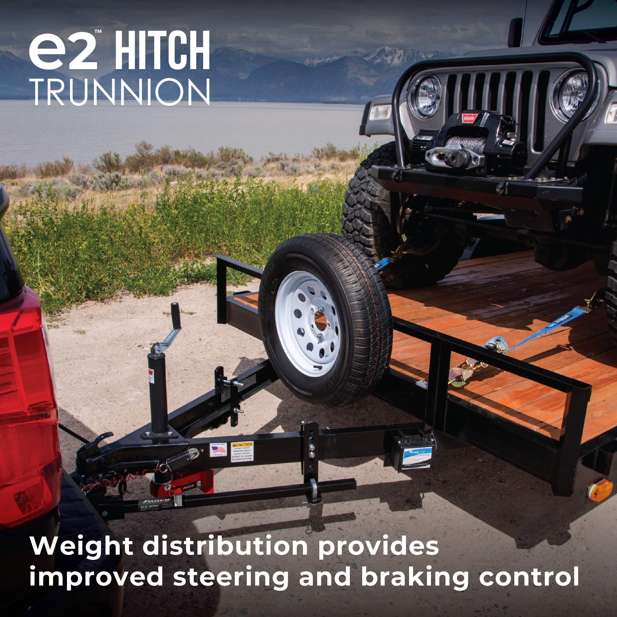 Fastway e2 Sway Control 2-Point Trunnion Hitch, 92-00-1200, 12,000 Lbs Trailer Weight Rating, 1,200 Lbs Tongue Weight Rating, Weight Distribution Kit Includes Standard Hitch Shank, Ball NOT Included