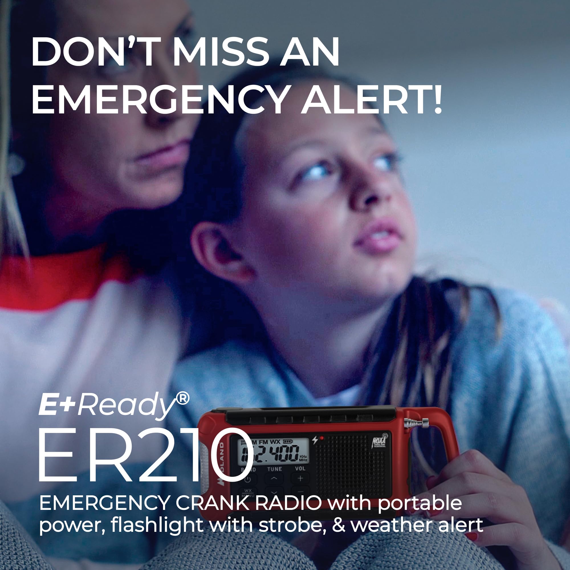 Midland NOAA ER210 Emergency Weather Radio - Compact, Crank, Weather Alerts, AM/FM Radio, Multiple Power Sources, SOS Emergency Flashlight
