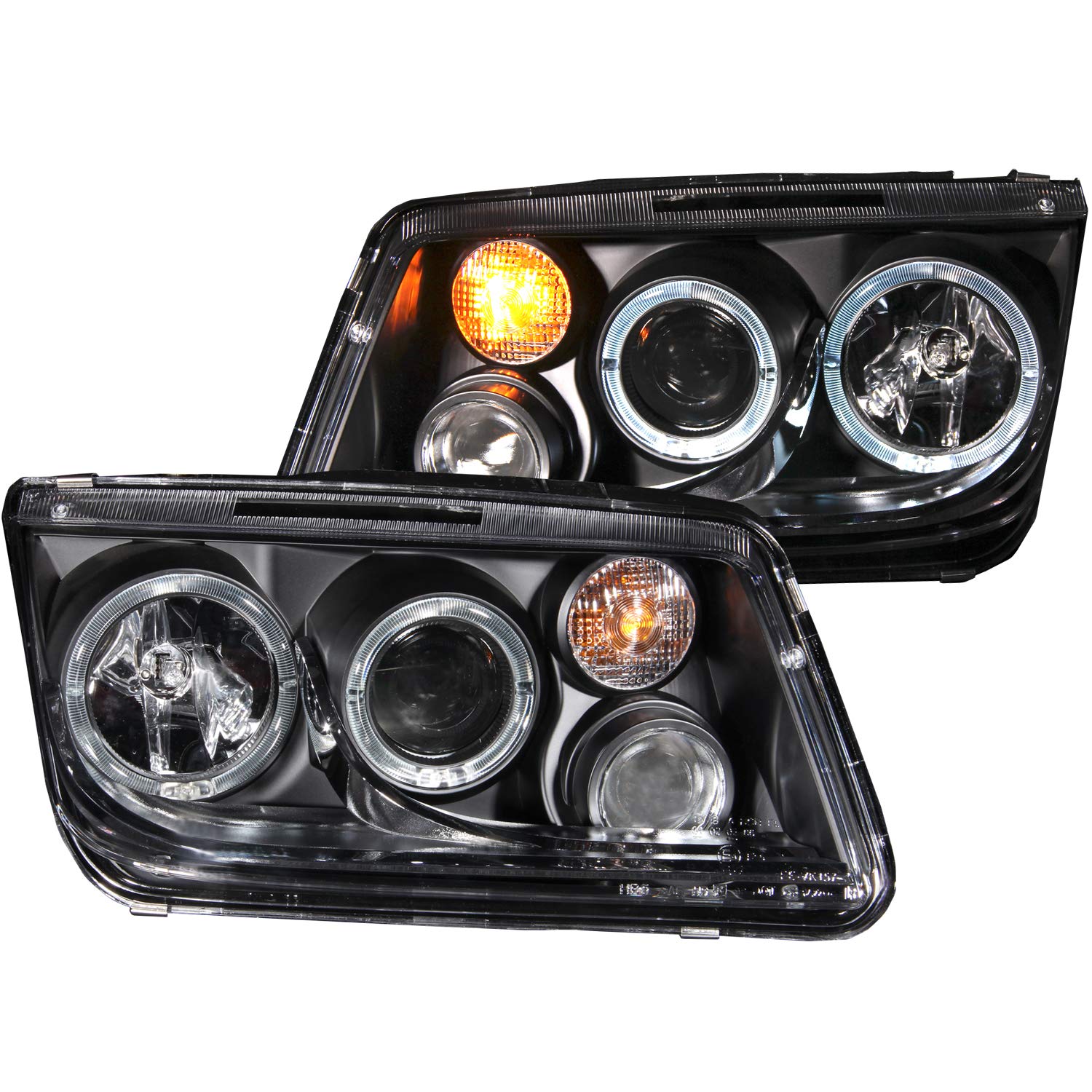 Halogen Projector Headlight Black/Clear for Volkswagen Jetta AnzoUSA 121369