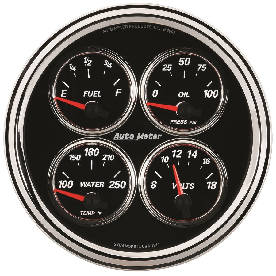 Auto Meter 5" Designer Black 0-90 Ohm Quad Fuel Level Gauge