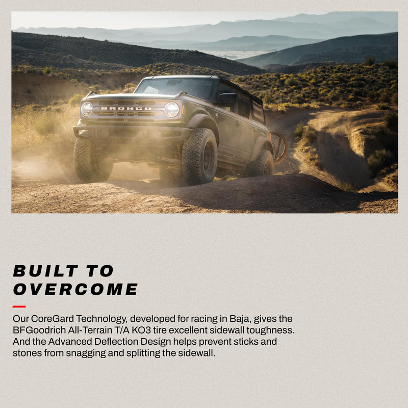 All-Terrain BFGoodrich T/A KO3 Car Tire for Light Trucks, SUVs, and Crossovers, LT305/55R22/F 127S