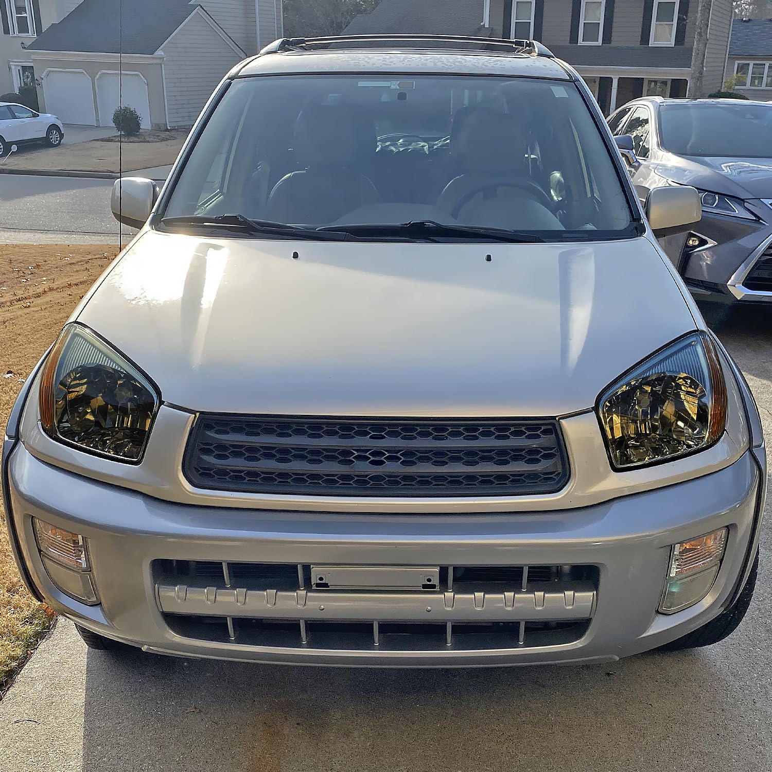 Smoke Spec-D Tuning Headlights Compatible with 2001-2003 Toyota RAV4, Left + Right Pair Headlamps Assembly