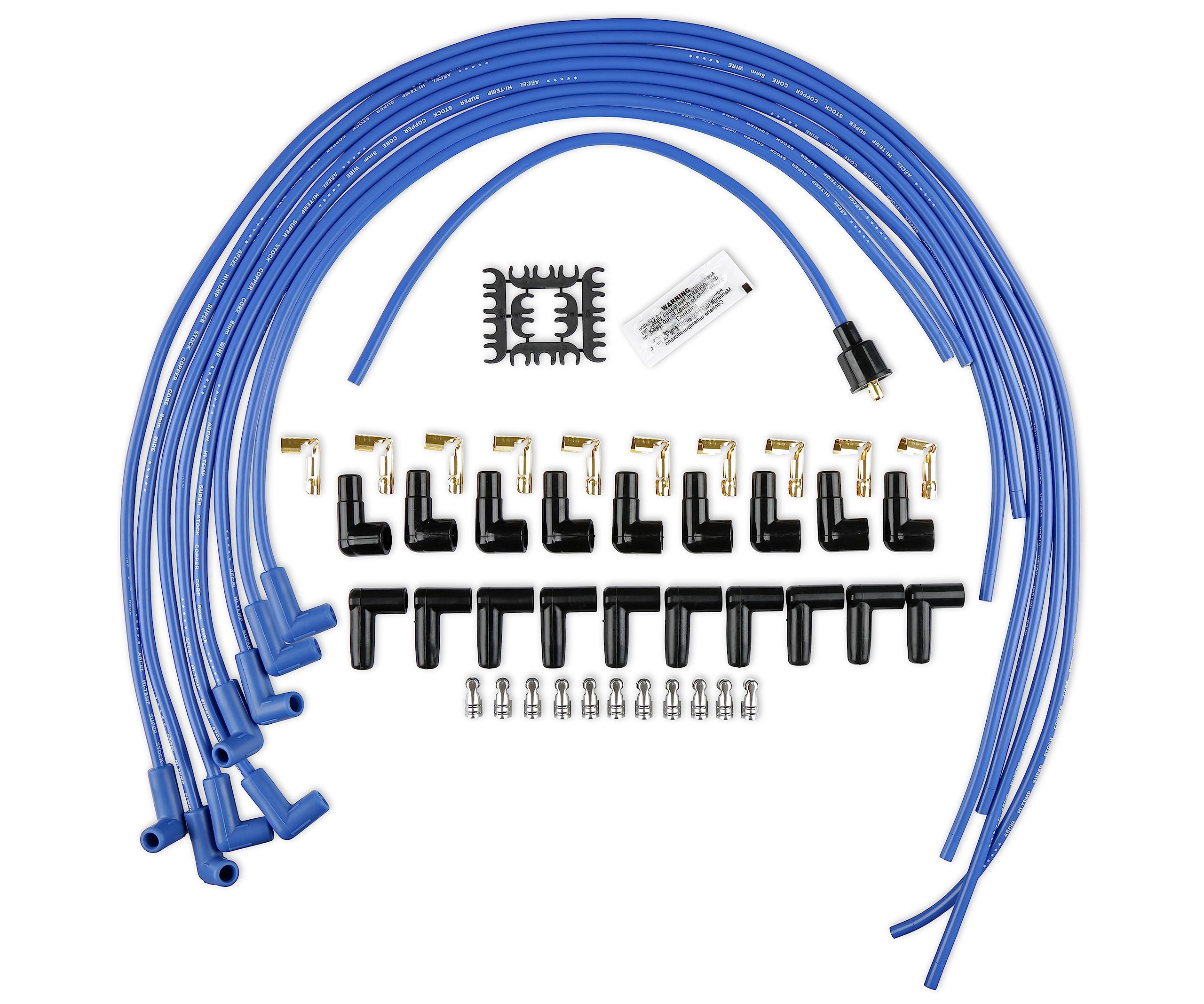Spark Plug Wire Set ACCEL 4039B - Super Stock Copper Core 8mm - 90 Deg. Boots - Blue