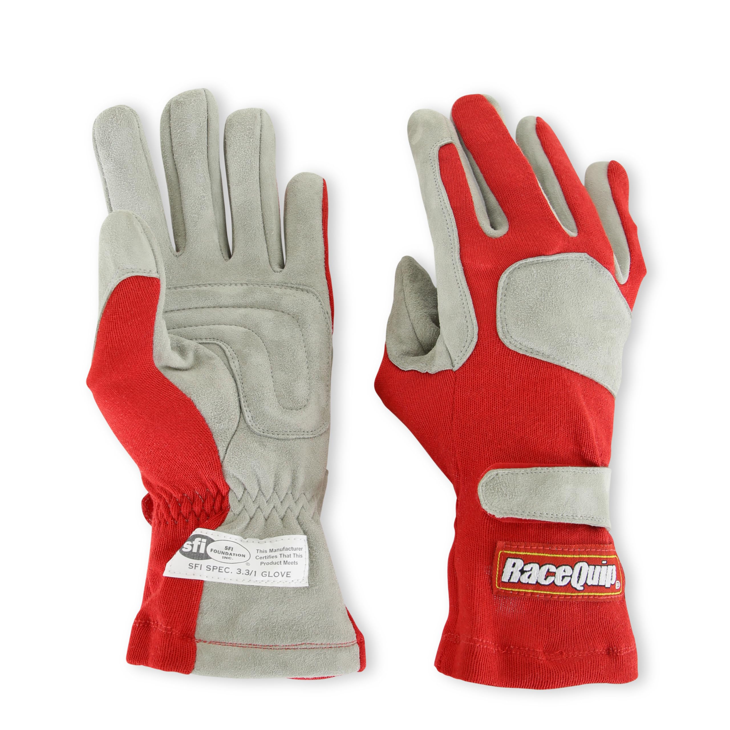 351 Series RaceQuip® Driving Gloves - SFI 3.3/1 - Red/Gray - Medium