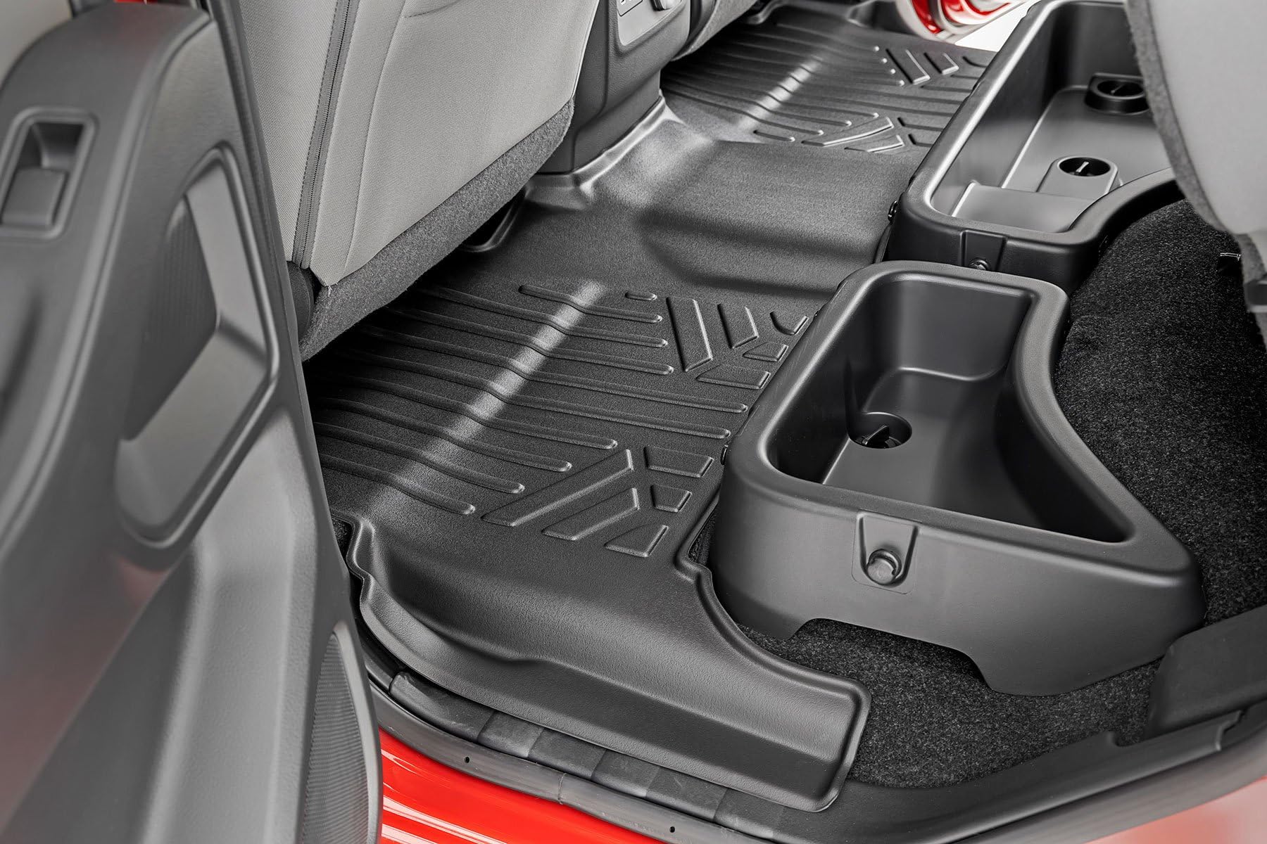 Rough Country Floor Mats All Weather for Nissan Frontier Crew Cab (2008-2021) - Non-Slip Waterproof Flexible Mat, Front & Rear Set