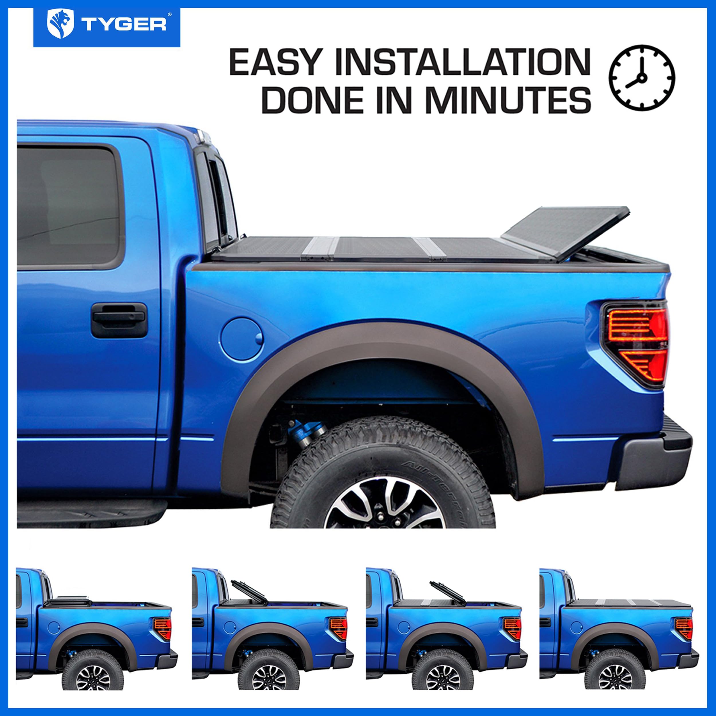 Tyger Auto T5 Hardtop Quad-Fold Alloy Truck Bed Tonneau Cover Compatible with 2009-2025 Dodge Ram 1500; 2019-2025 Classic | 5'7" (67") Bed | TG-BC5D3044