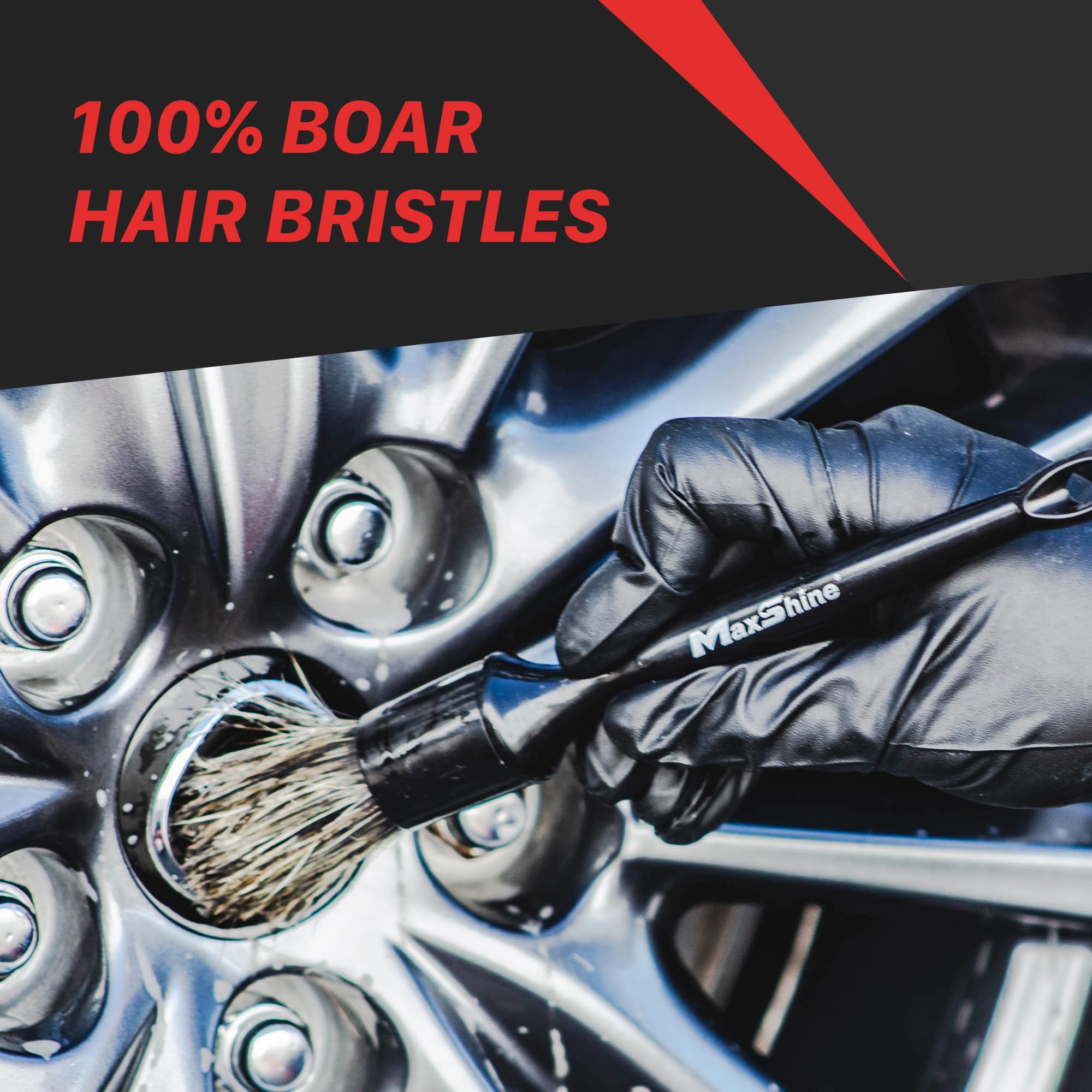 Maxshine Premium Universal Natural Boar’s Hair Detailing Brush #10 | Durable Plastic Handle with No-Shed Bristles | Gentle Cleaning Brush for Engine Bays, Wheels, Interiors, Air Vents & Car Detailing