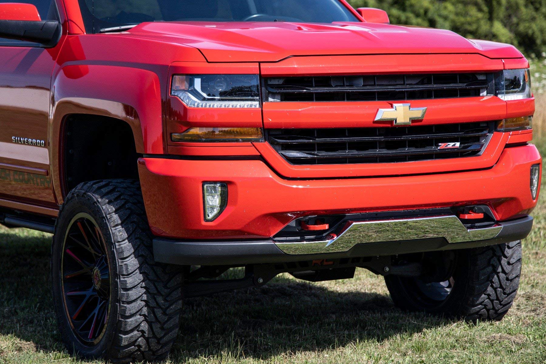Rough Country Red Forged Tow Hooks for Chevy Silverado 1500 (2014–2018 & Classic) - Heavy-Duty Steel, Bolt-On Recovery Hooks