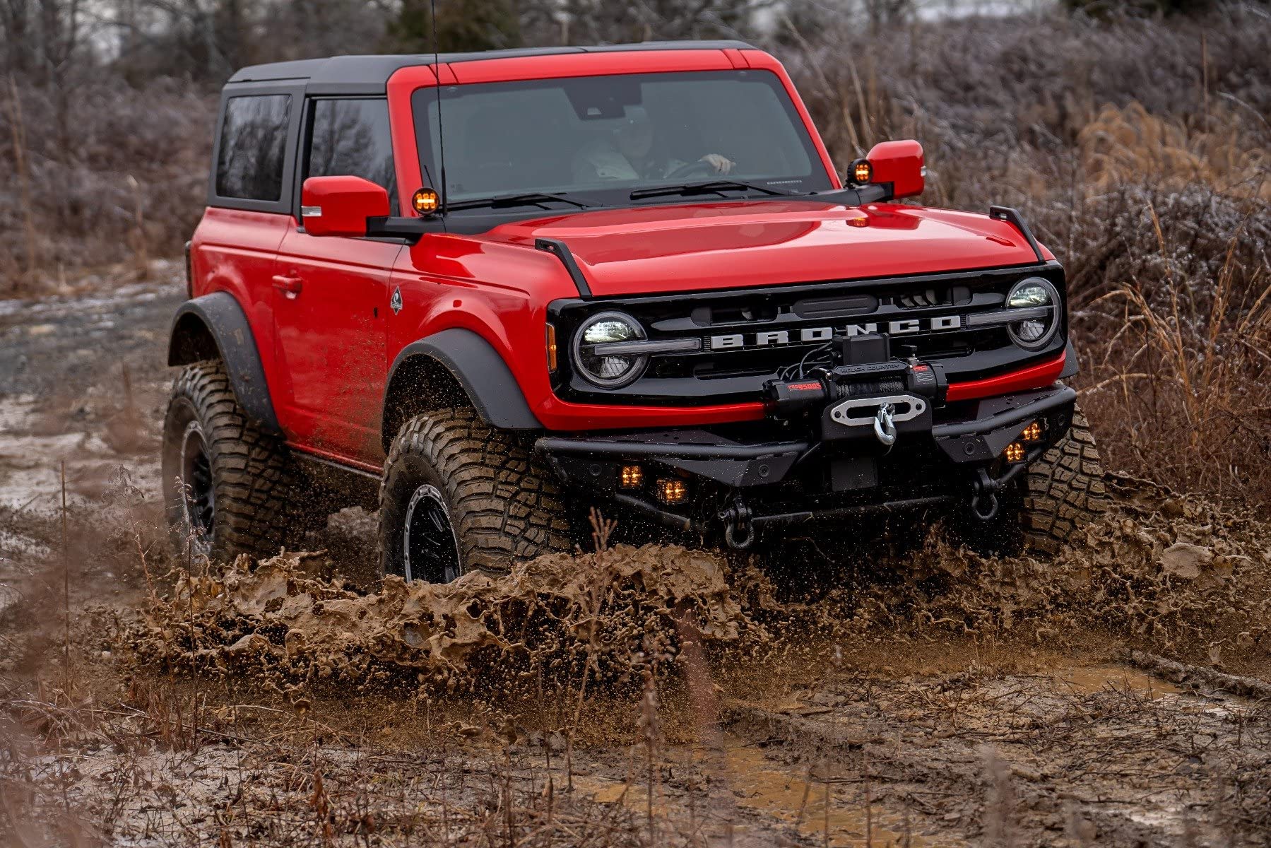 Power Running Boards Rough Country with LED Step Lights for Ford Bronco, 2-Door (2021-2025) - Dual-Motor Electric Running Boards & Retractable Steps