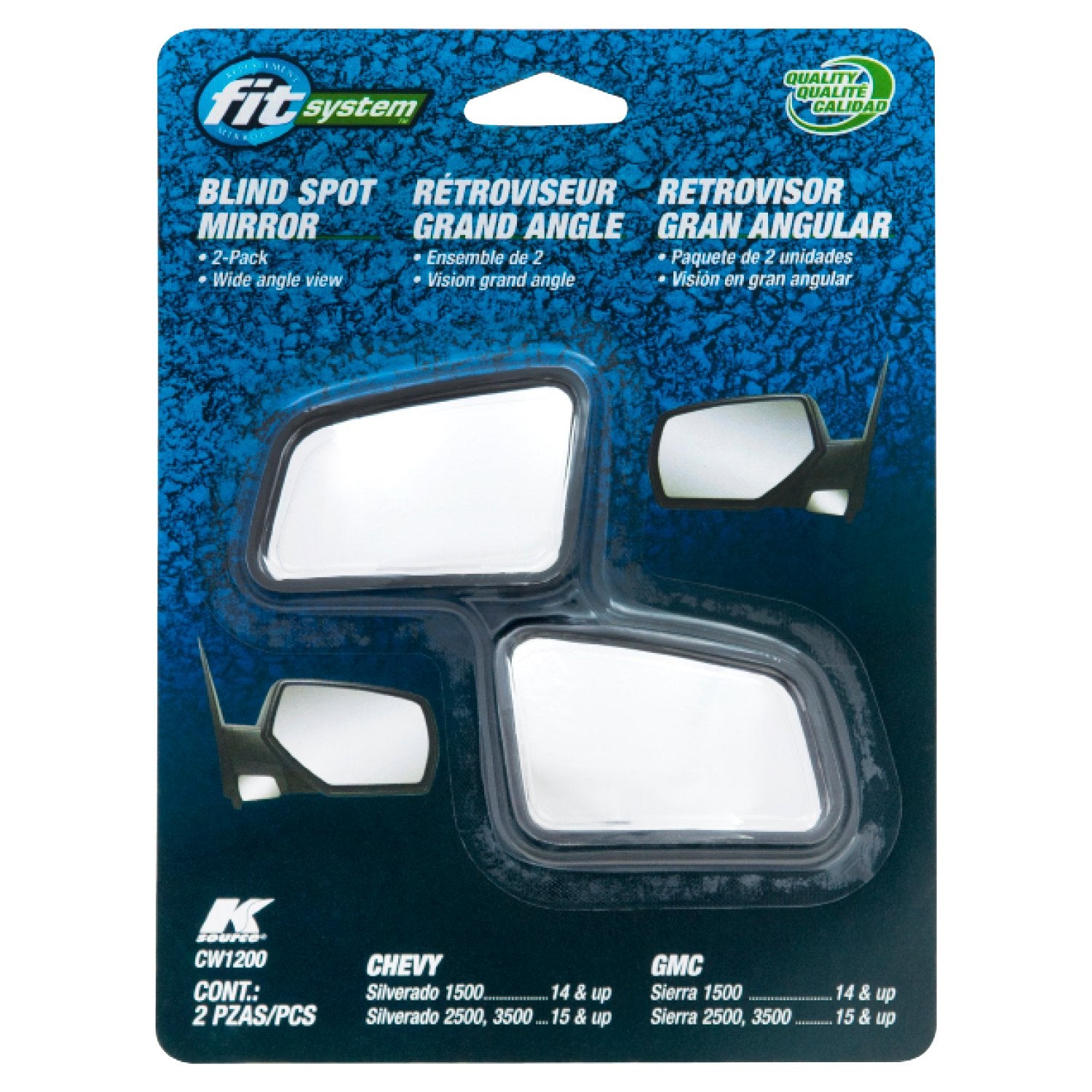 K Source Custom Spot Mirror Fit System 2014-2019 Silverado, Sierra, Full Size Pick-up (2pcs)