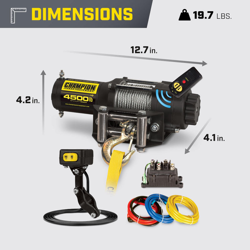 4500-lb. Champion Power Equipment ATV/UTV Wireless Winch Kit